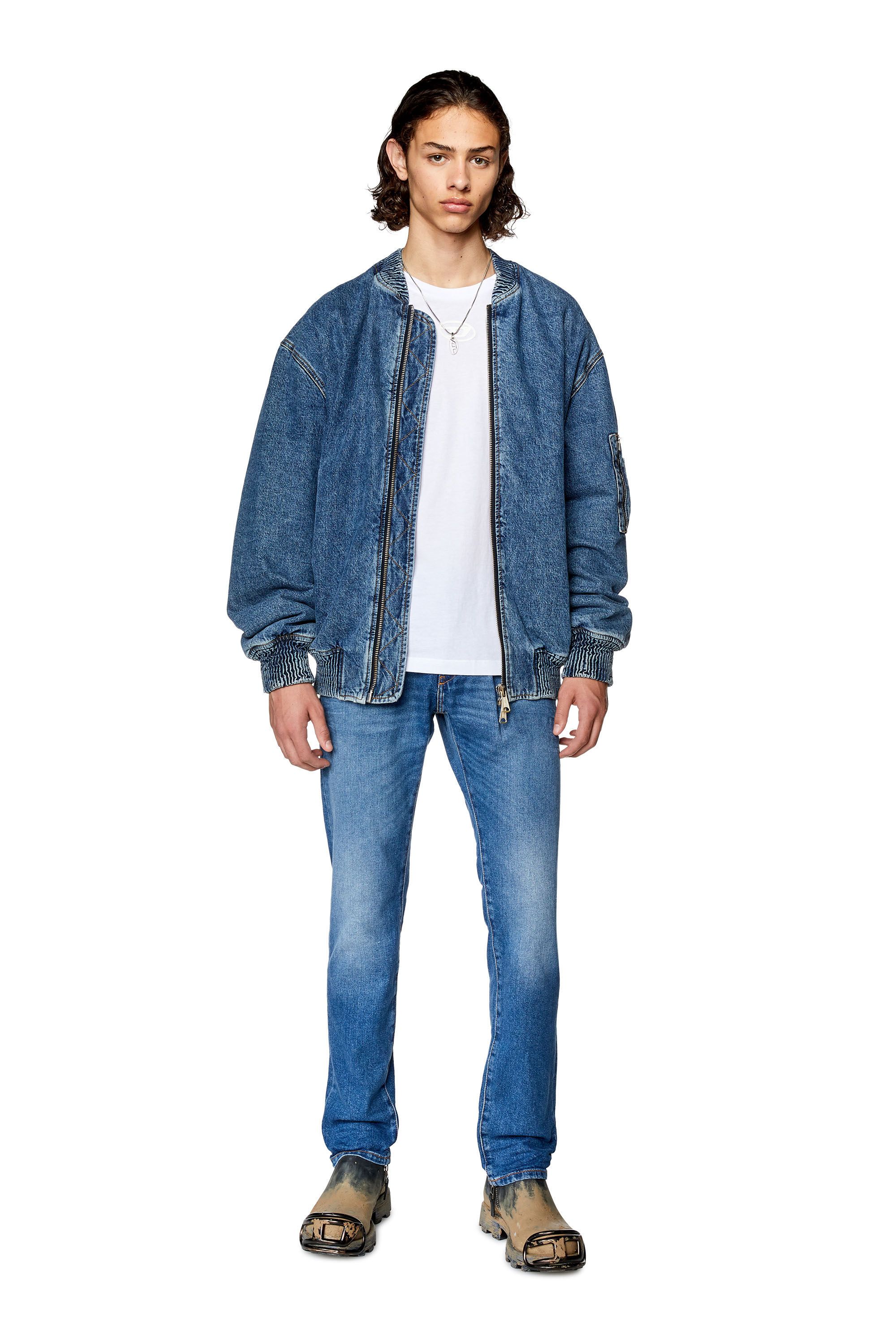 Diesel - 2019 D-Strukt 0ENAT Slim Jeans, Mittelblau - Image 4