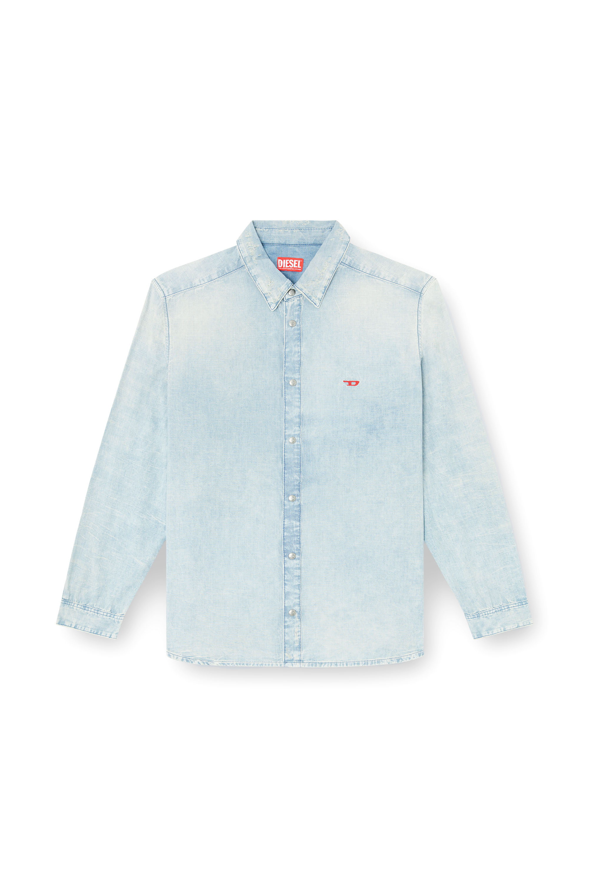 Diesel - D-SIMPLY, Herren Shirt aus Denim mit Bleich-Effekt in Hellblau - 3