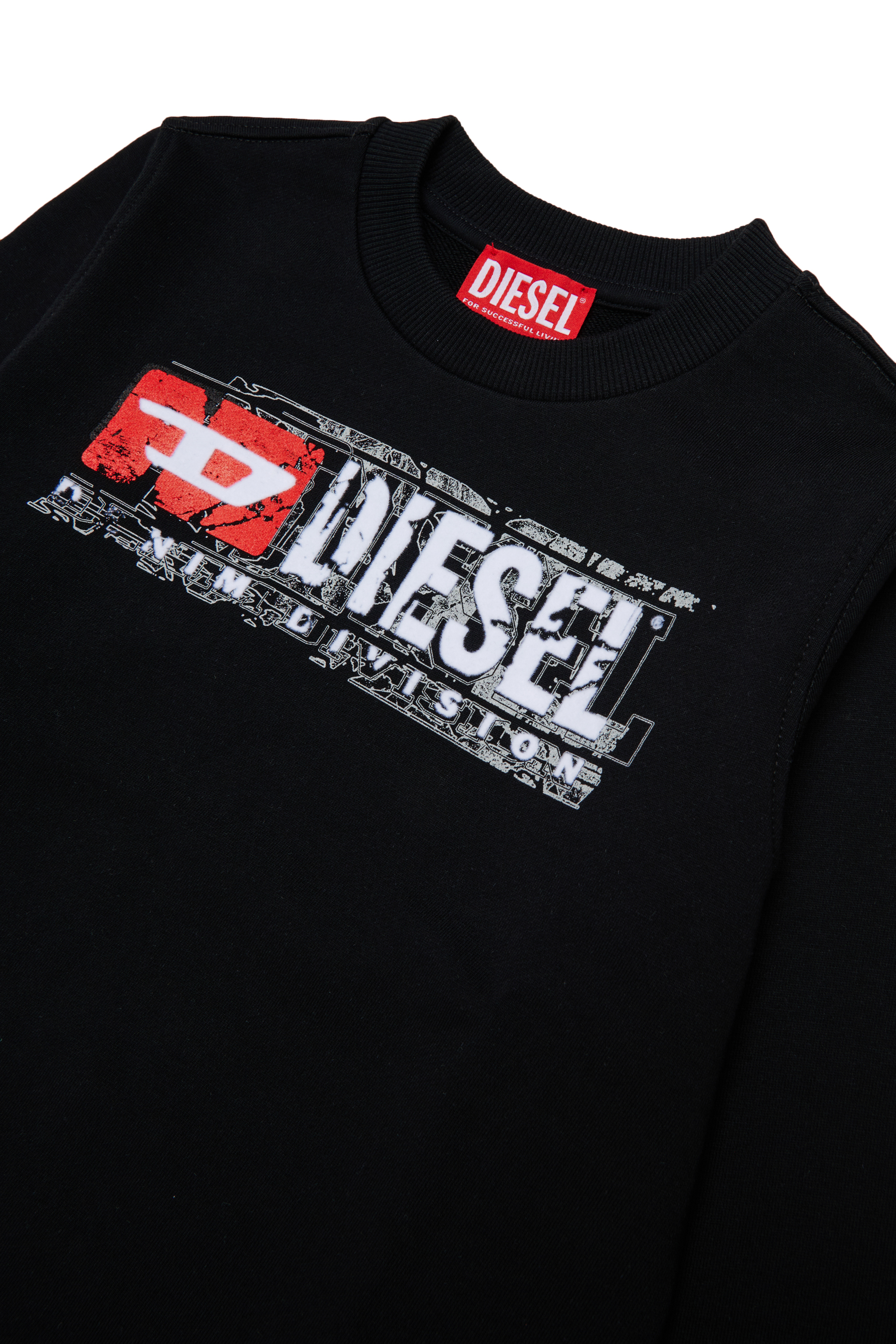 Diesel - SLOMIX, Herren Sweatshirt mit logo im distressed-look in Schwarz - 3