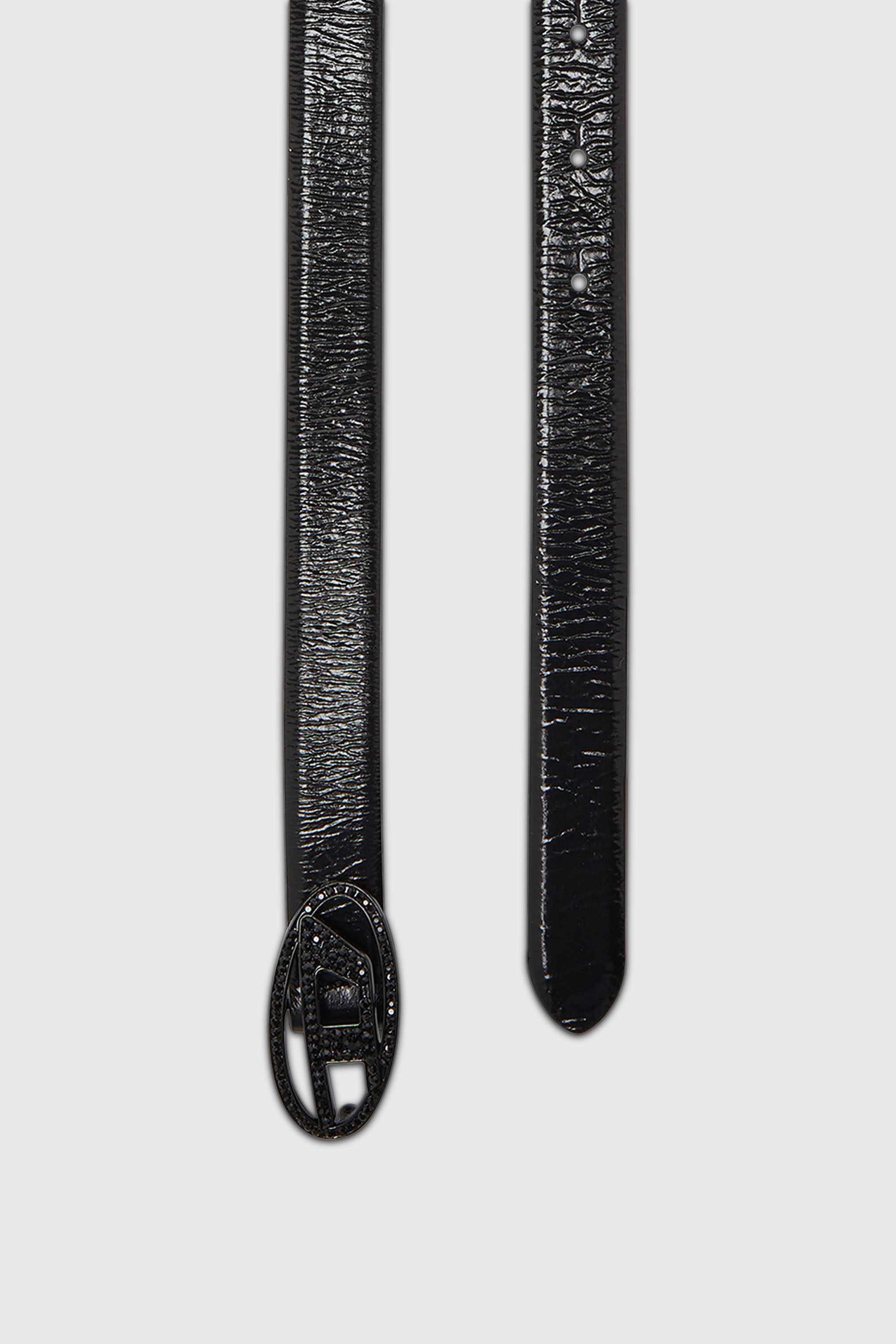 Diesel - B-1DR STRASS 20, Damen 2 cm breiter Lederg&uuml;rtel mit Kristallschlie&szlig;e in Schwarz - 2