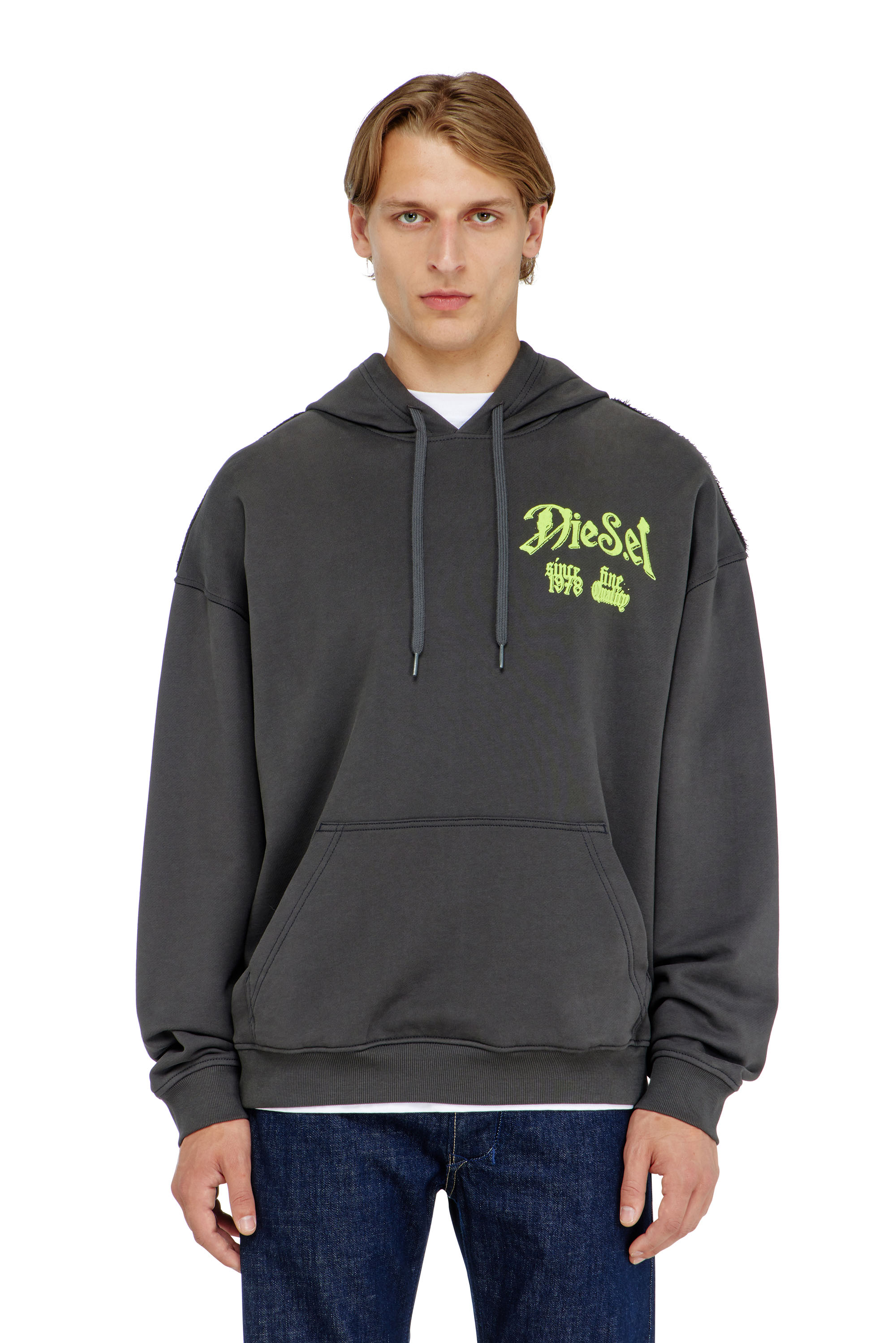Diesel - S-BOXT-HOOD-AA2, Herren Baumwoll-Hoodie mit beflockten Grafiken in null - 1