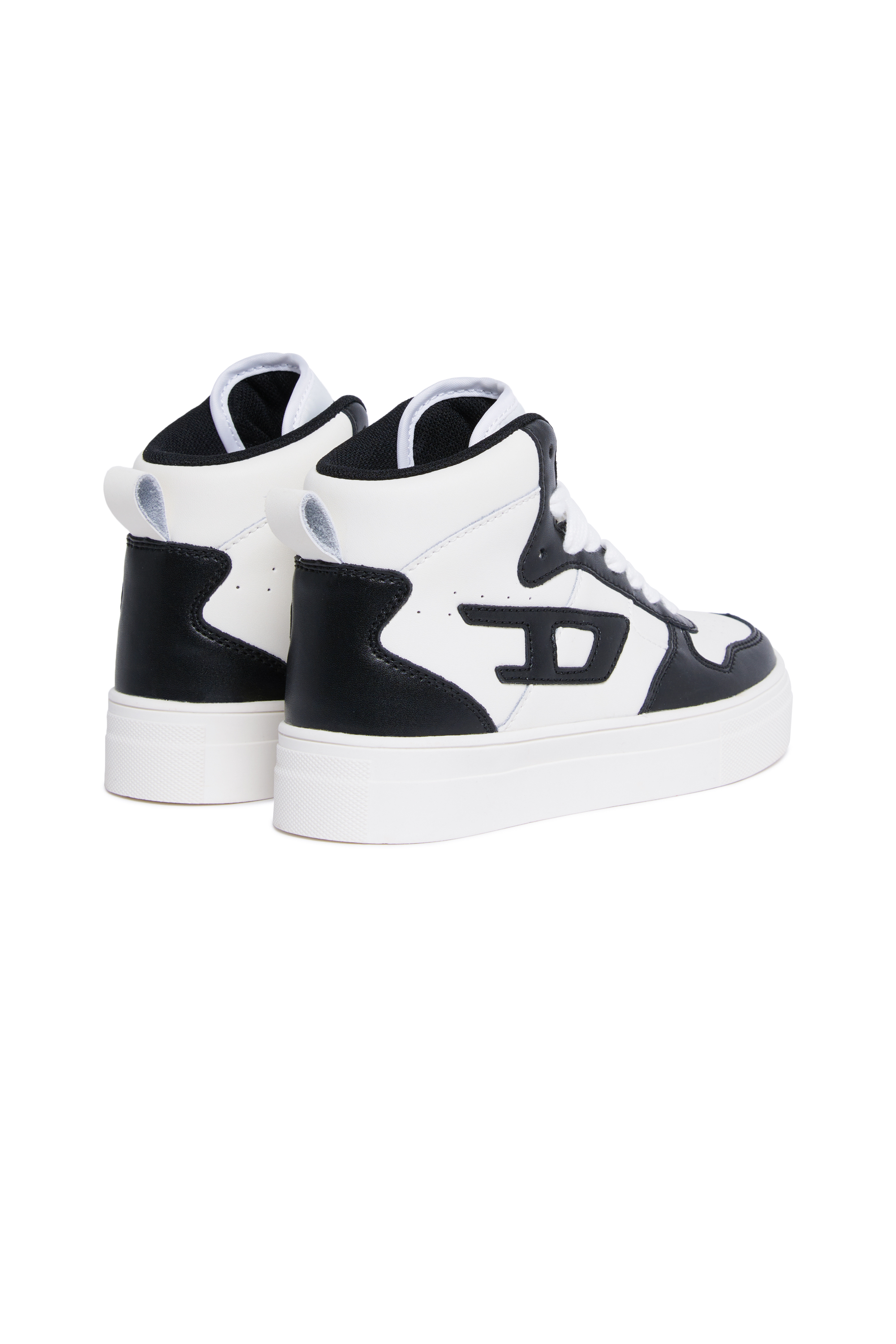 Diesel - S-UKIYO MID 2.0., Unisex High-Top-Sneakers aus perforiertem Leder in Weiss/Schwarz - 3