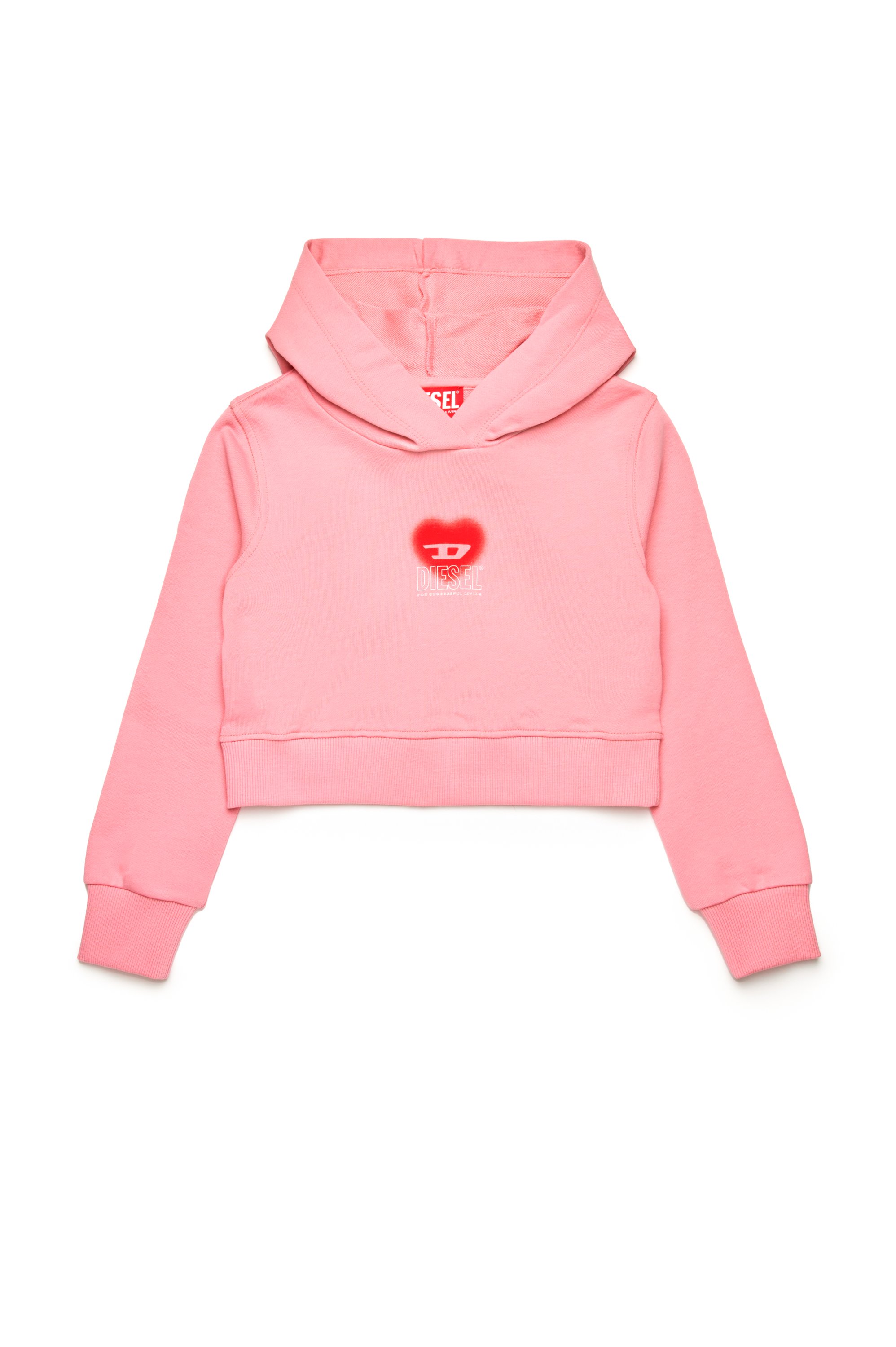 Diesel - SCUOREHOOD, Damen Kurzer Kapuzenpullover mit Herz-Logo in Rosa - 1