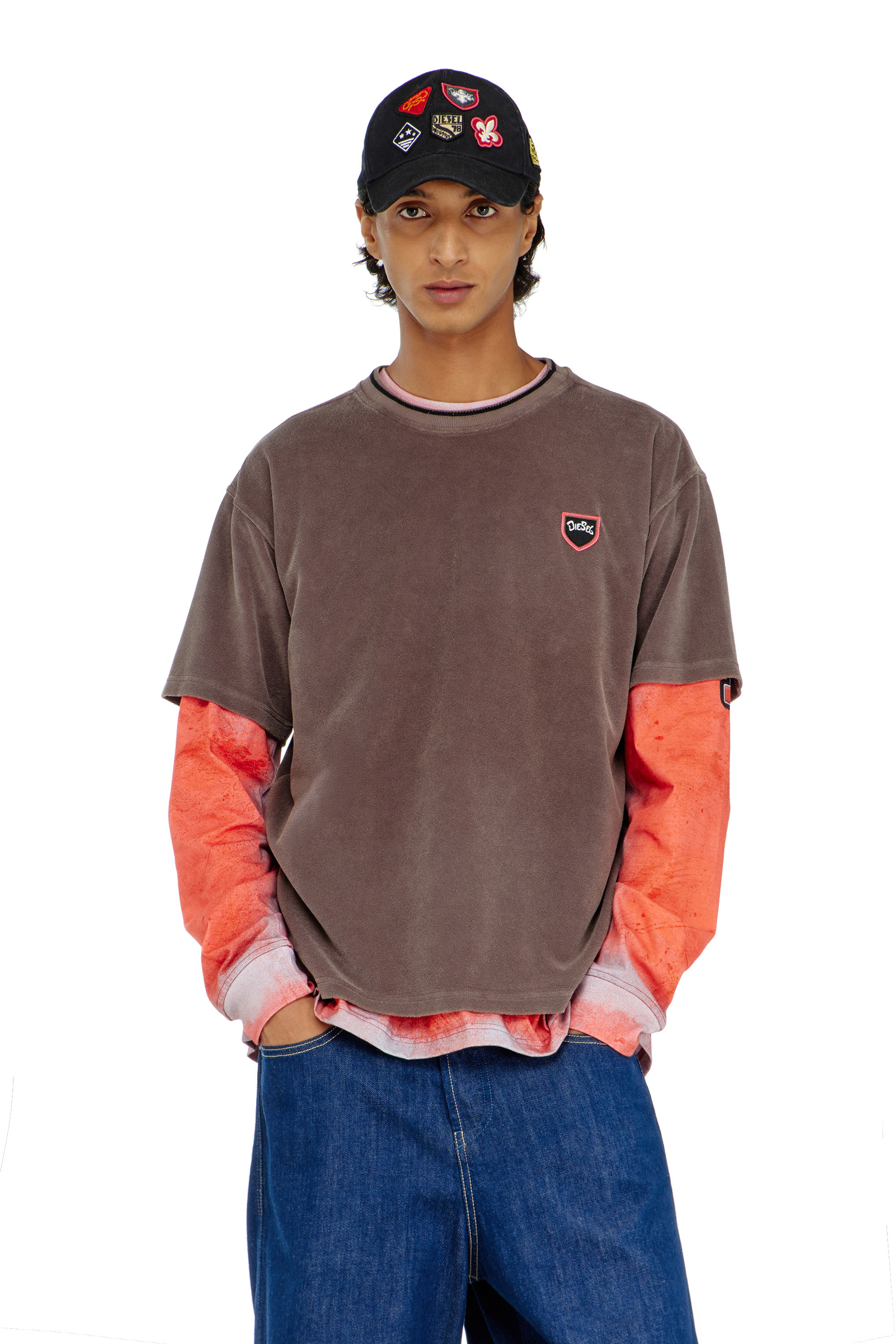 Diesel - T-SPONGY, Herren Chenille-T-Shirt mit shield patch in null - 1
