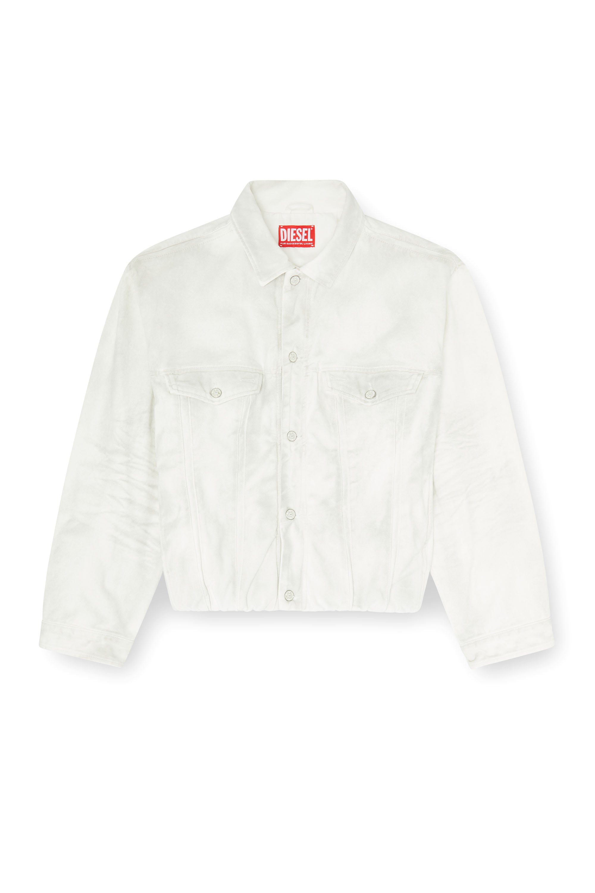 Diesel - D-MORVI-FSJ1, Herren Elastische Truckerjacke aus Denim in Wei&szlig; - 4