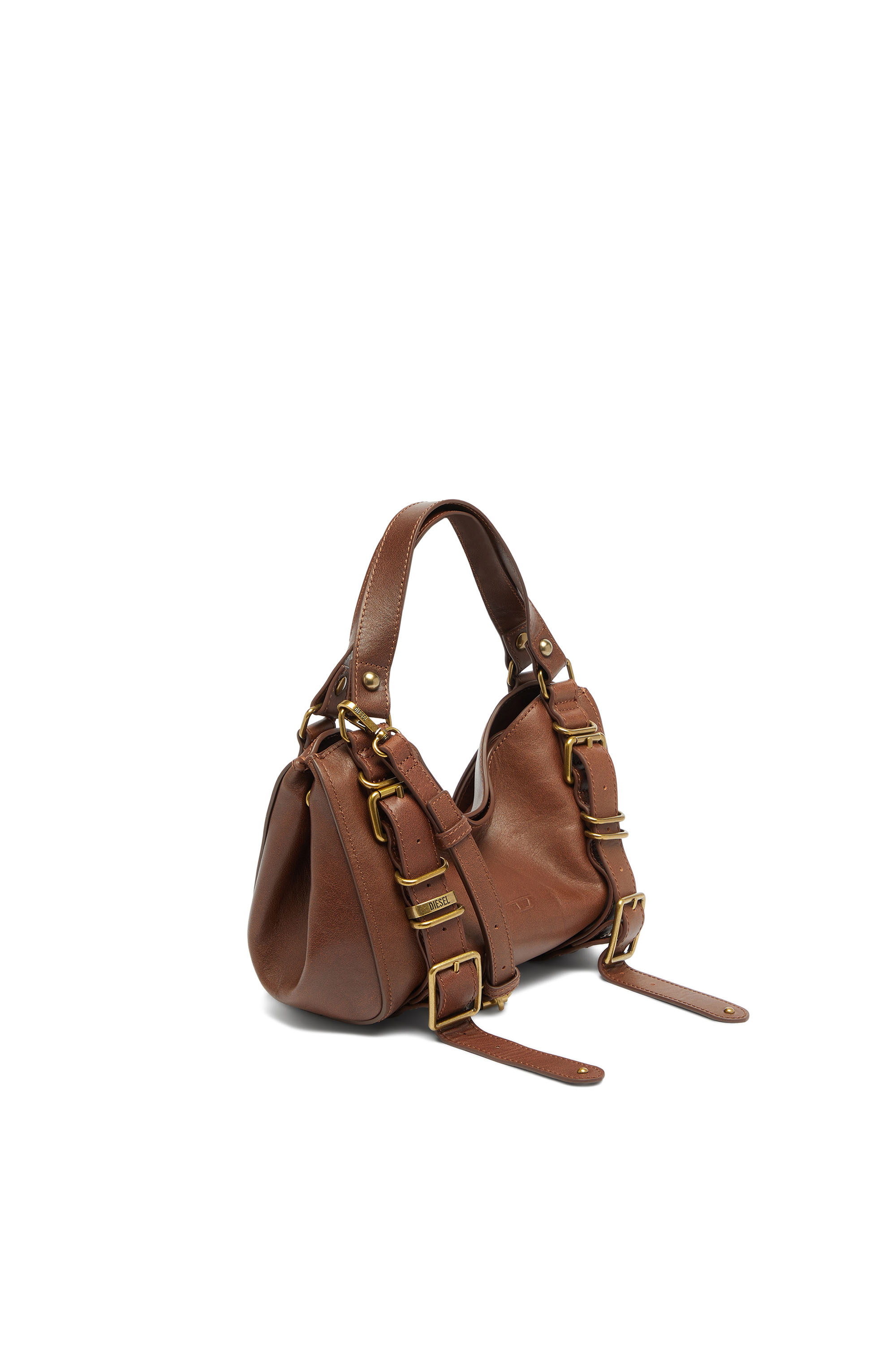 Diesel - D-ONE TOPHANDLE S, Damen D-One-Small Henkeltasche aus behandeltem Leder in Braun - 4
