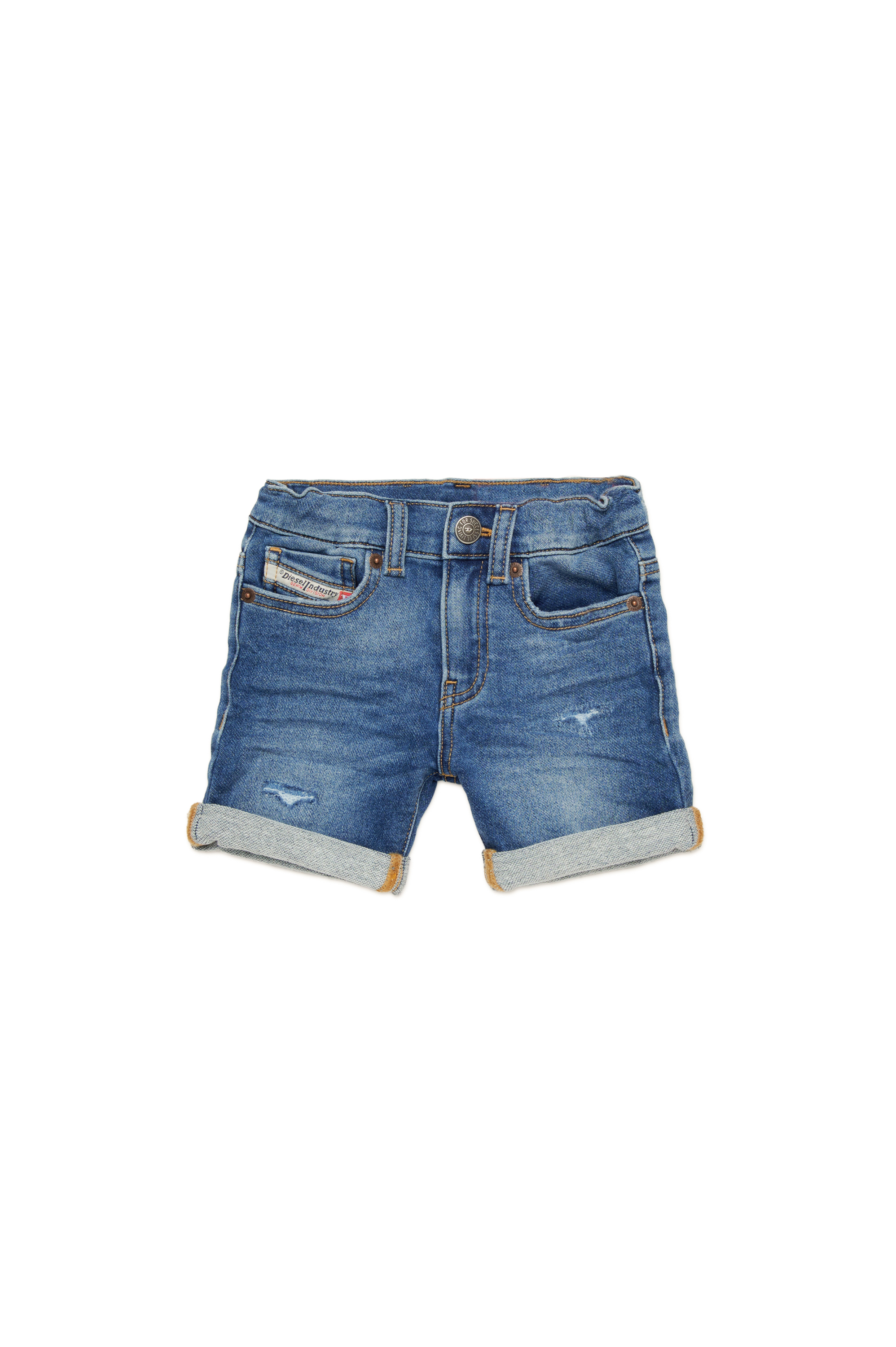 Diesel - PGALLYB JJJ, Unisex Vielgetragene Shorts aus JoggJeans mit Rissen in Mittelblau - 1