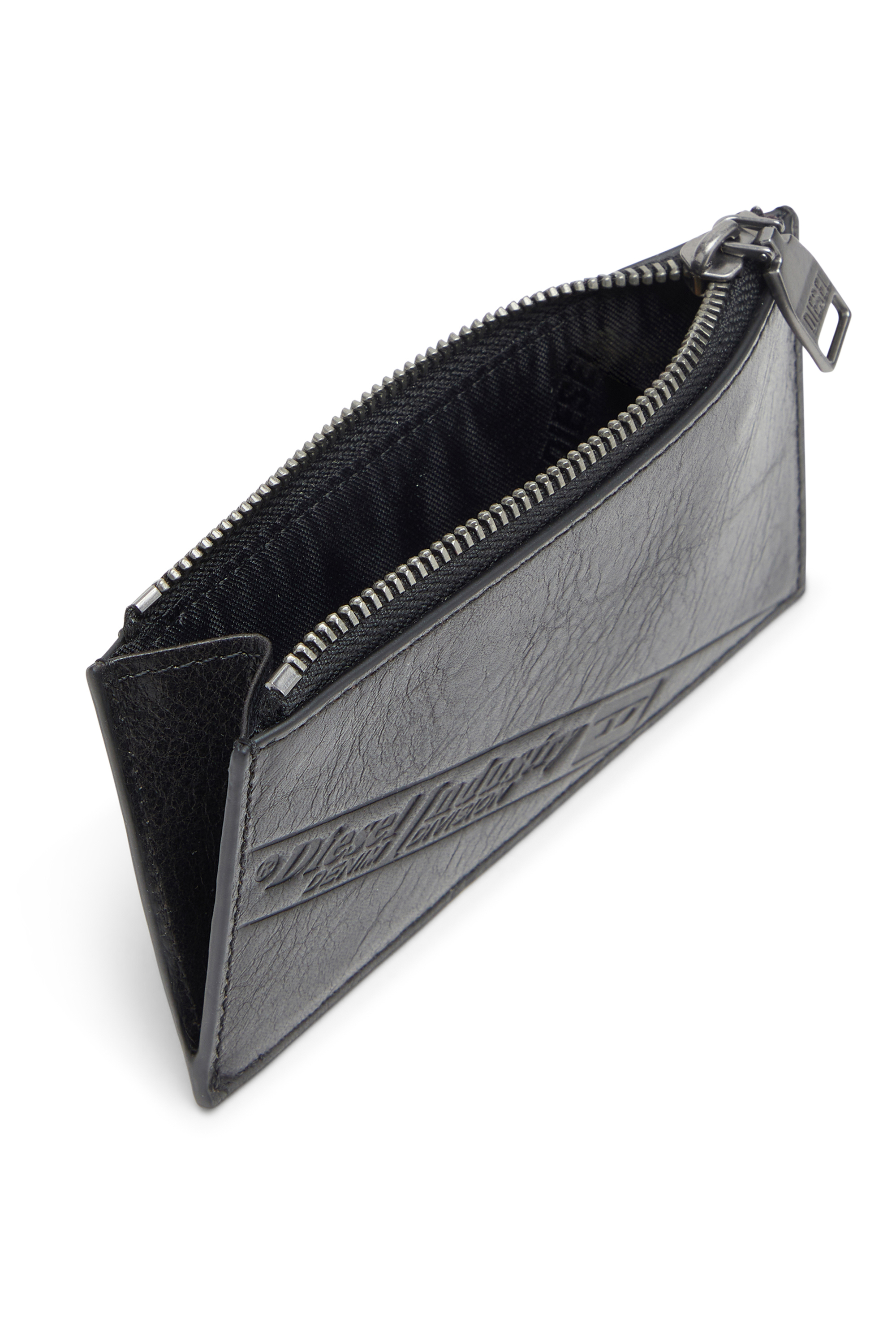 Diesel - FLAG-D CARD HOLDER III, Herren Leder-Kartenetui mit Reißverschluss in Schwarz - 3