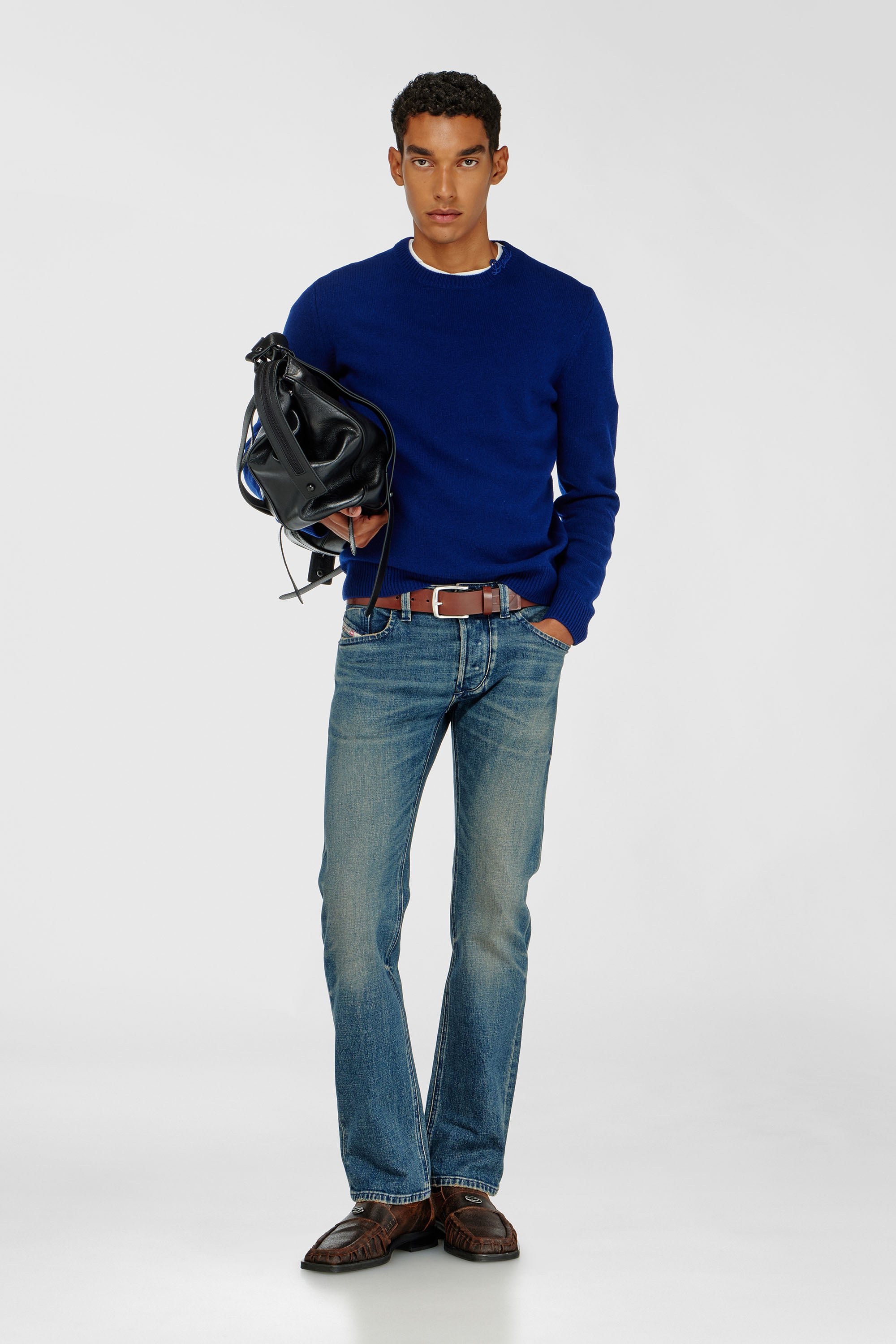 Diesel - K-IMBRO, Herren Wollpullover mit Logo am Kragen in Blau - 2