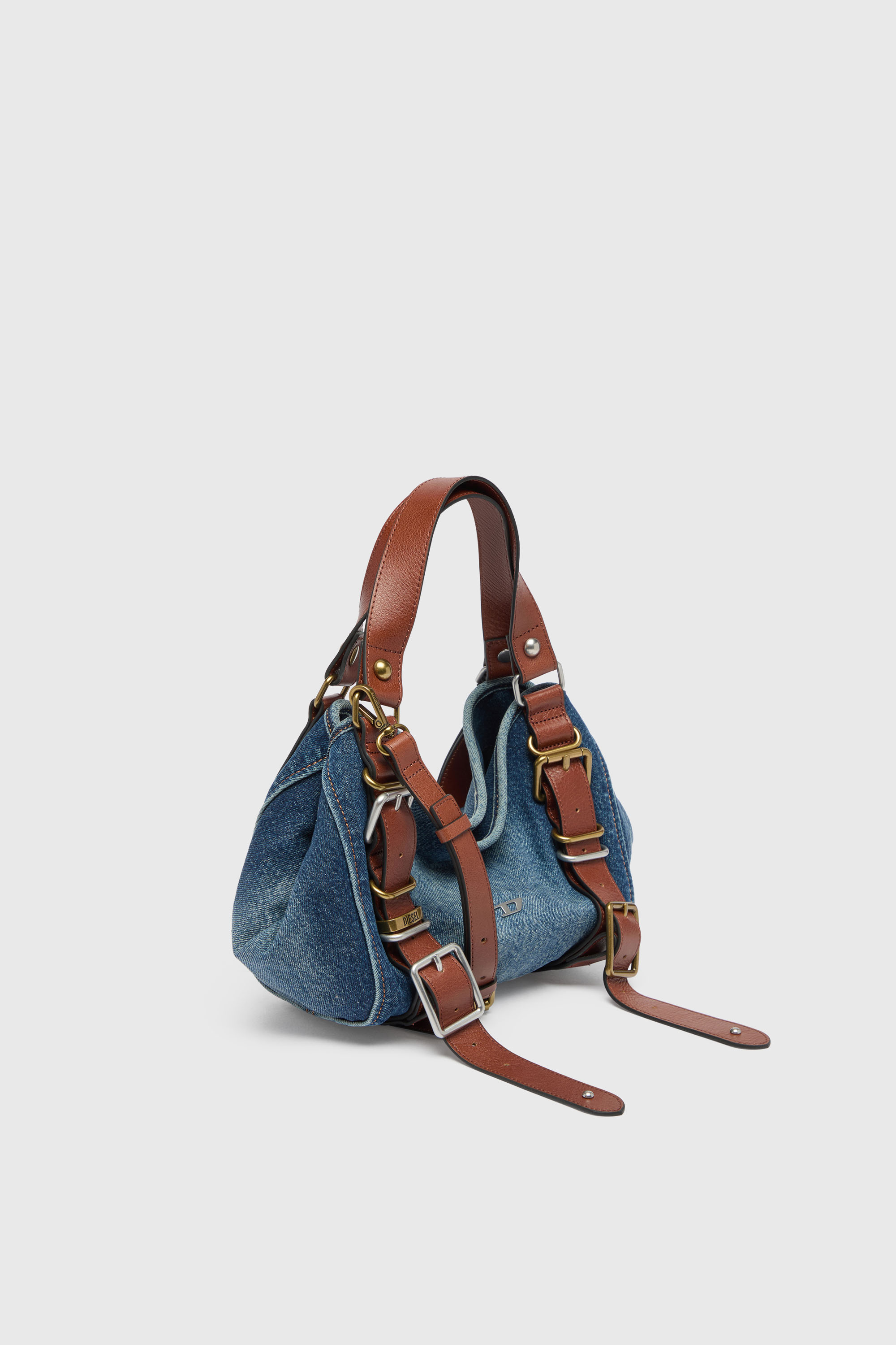 Diesel - D-ONE TOPHANDLE S, Damen D-One-Small Top-Handle-Tasche aus Denim und Leder in Blau - 3
