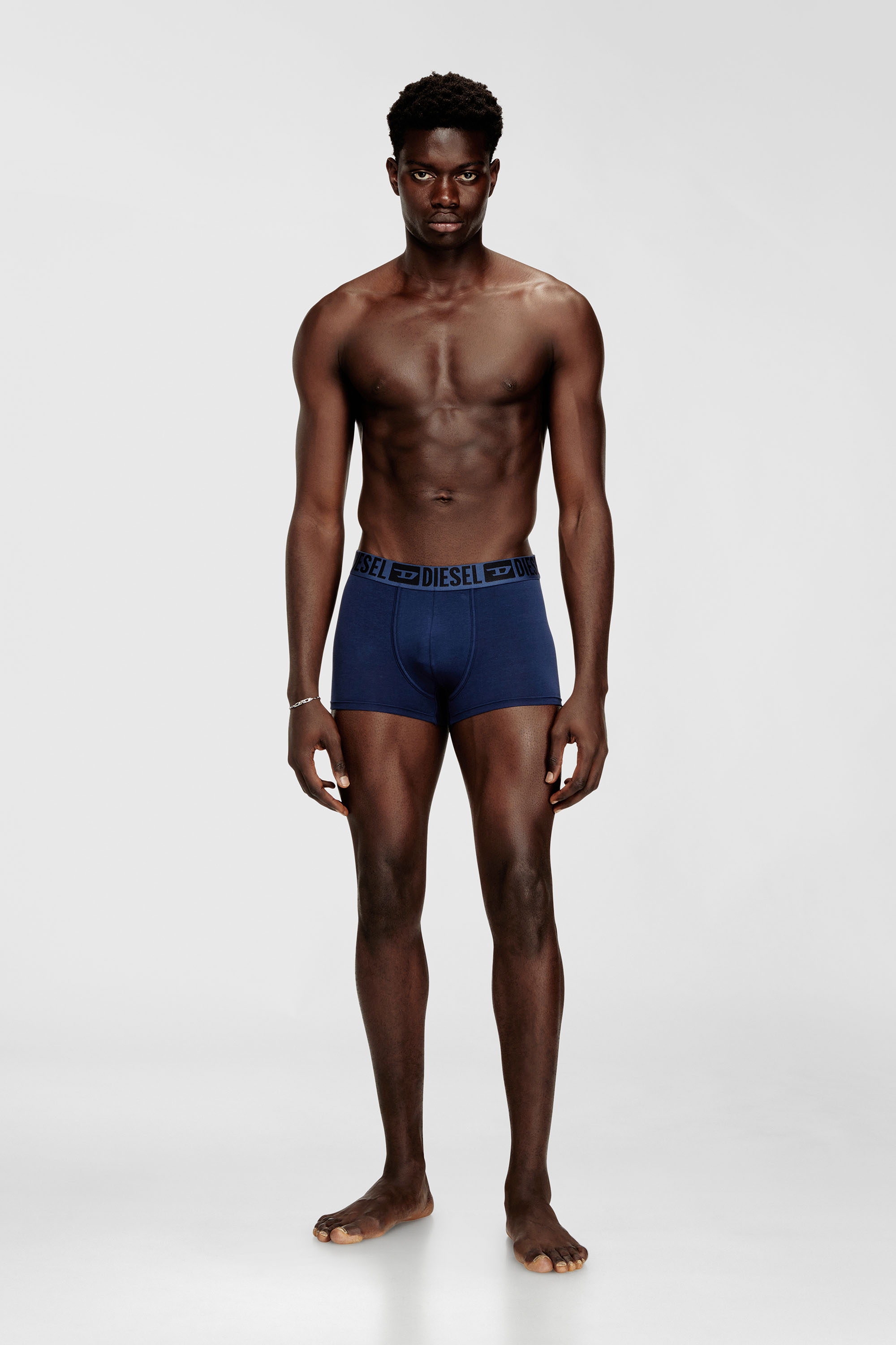 Diesel - MIKE-D-CORE-3PACK, Herren Boxershorts aus Baumwollstretch mit tonalem Bund im Dreierpack in Blau/Schwarz - 2