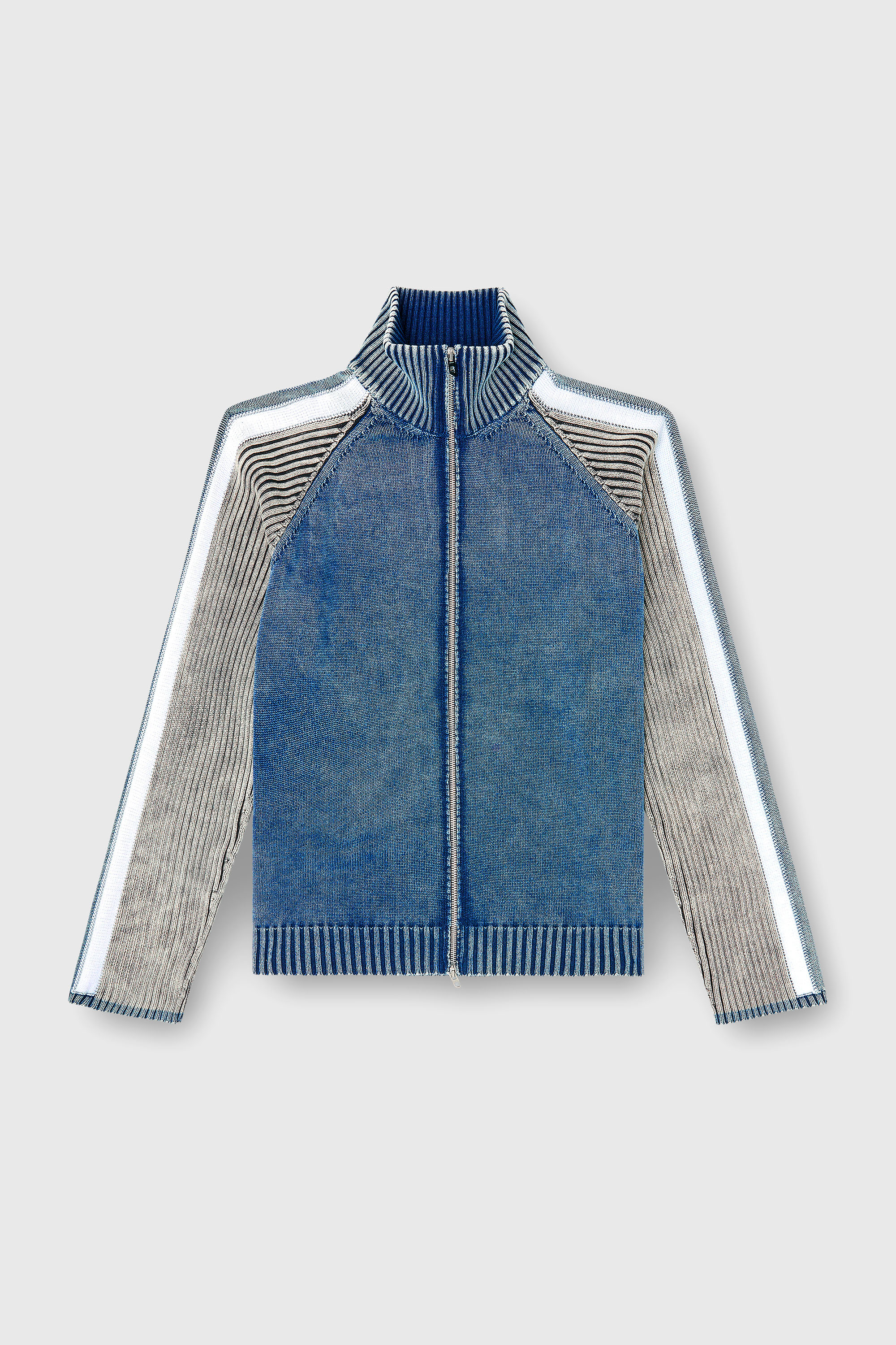 Diesel - K-HERONIMO, Herren Rei&szlig;verschluss-Cardigan mit sportlichen Streifen in Blau/Grau - 2