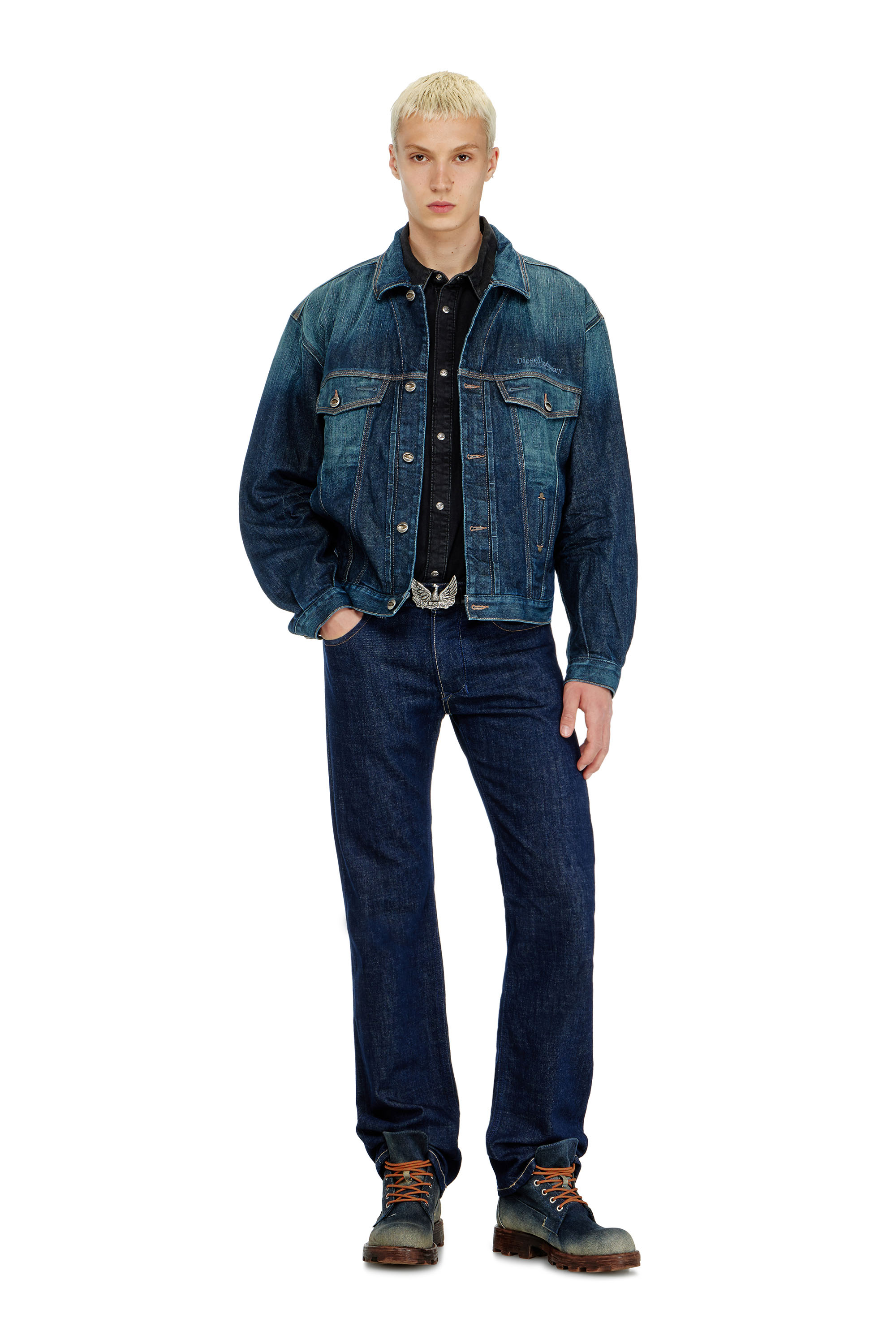 Diesel - D-DENVER-CL, Unisex's Trucker jacket in selvedge denim in Dark Blue - 2