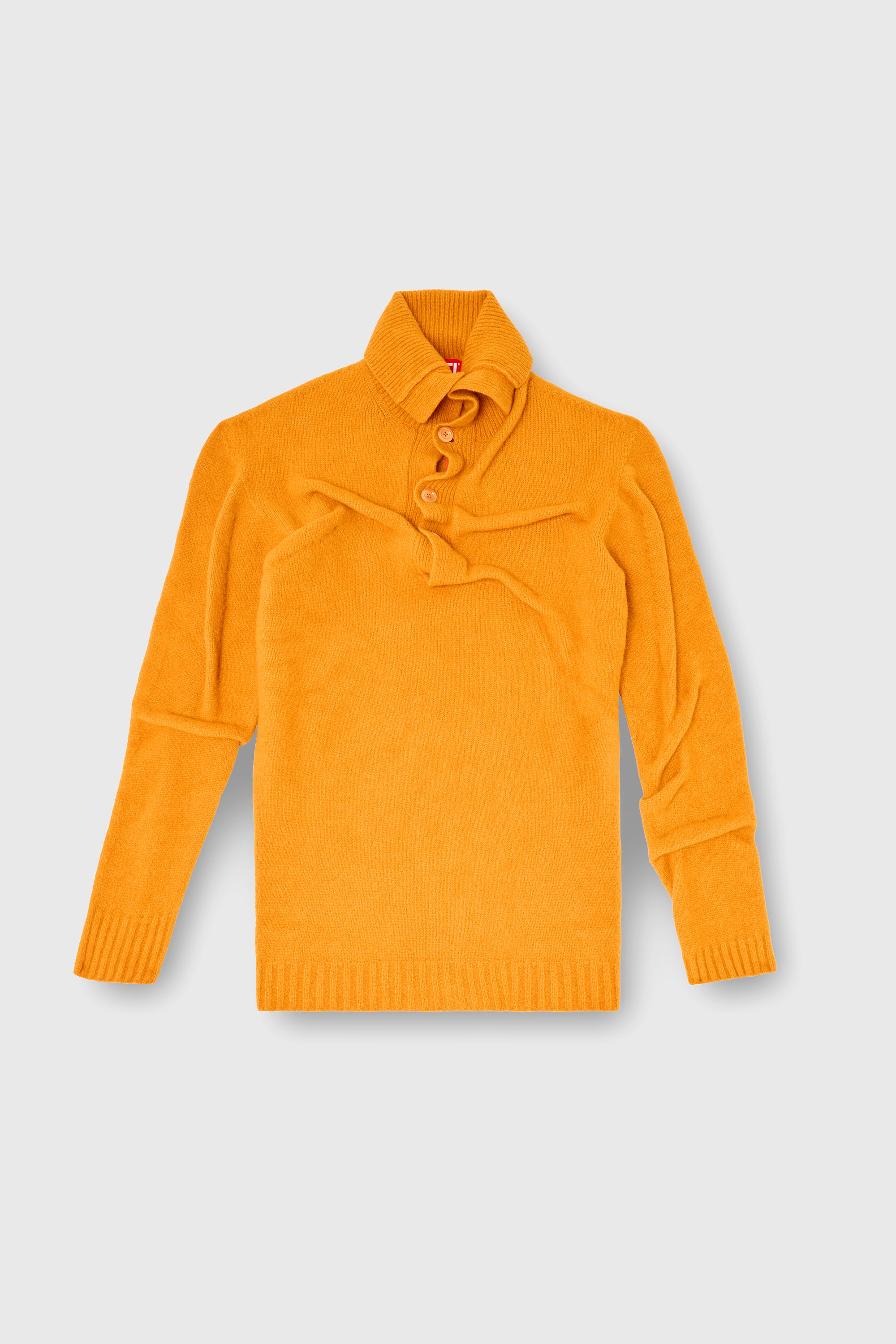 Diesel - K-ANDREW, Herren Pullover mit Knopfleiste aus gekochtem, geknittertem Strick in Orange - 1