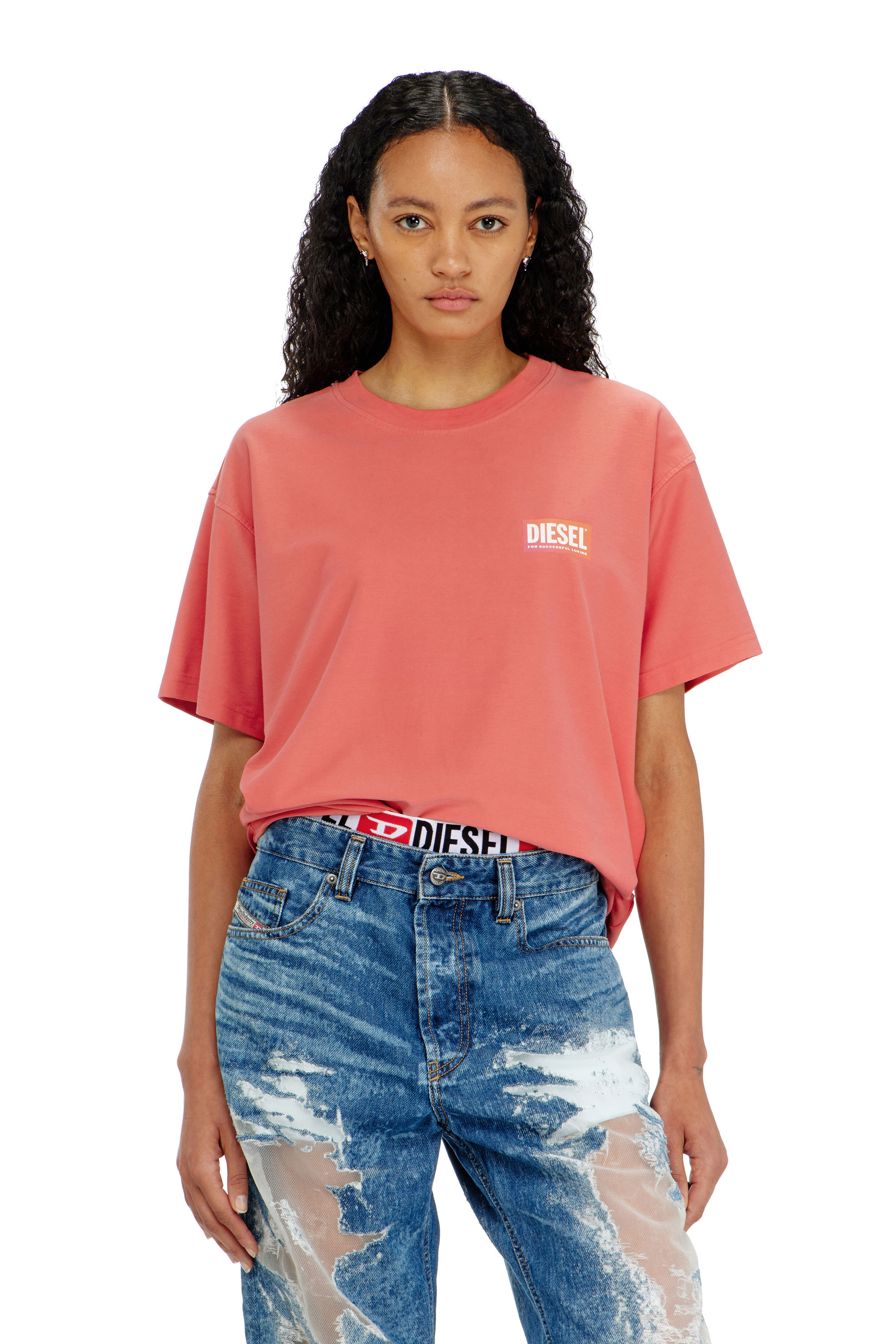 Diesel - PR-T-NORM-CHITIND-R, Unisex T-Shirt mit transparentem Logo auf der R&uuml;ckseite in Korallrosa - 1