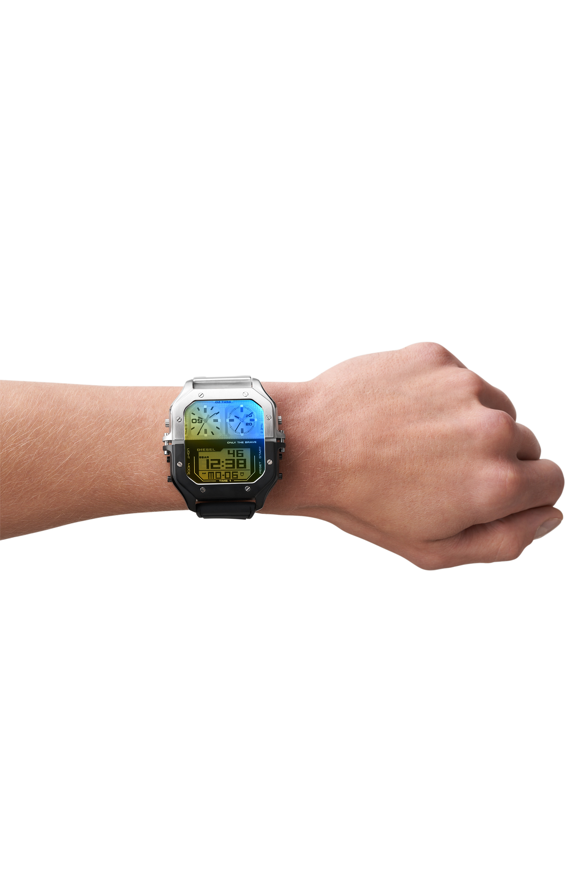 Diesel - DZ7458, Herren Clasher Analog-Digital zweifarbigem in Silber/Schwarz - 4