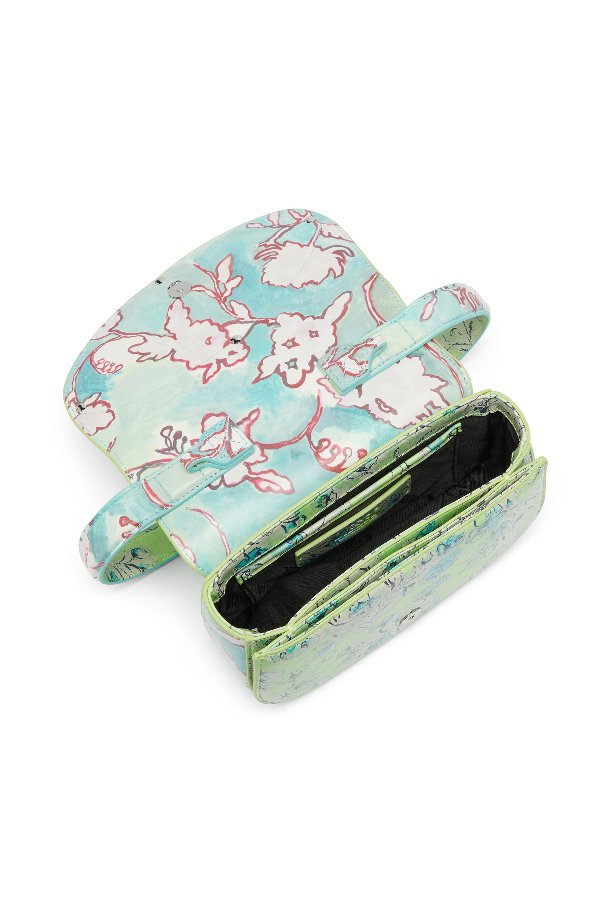 Diesel - 1DR, Damen 1DR-Ikonische Schultertasche mit Blumenmuster in Gr&uuml;n - 3