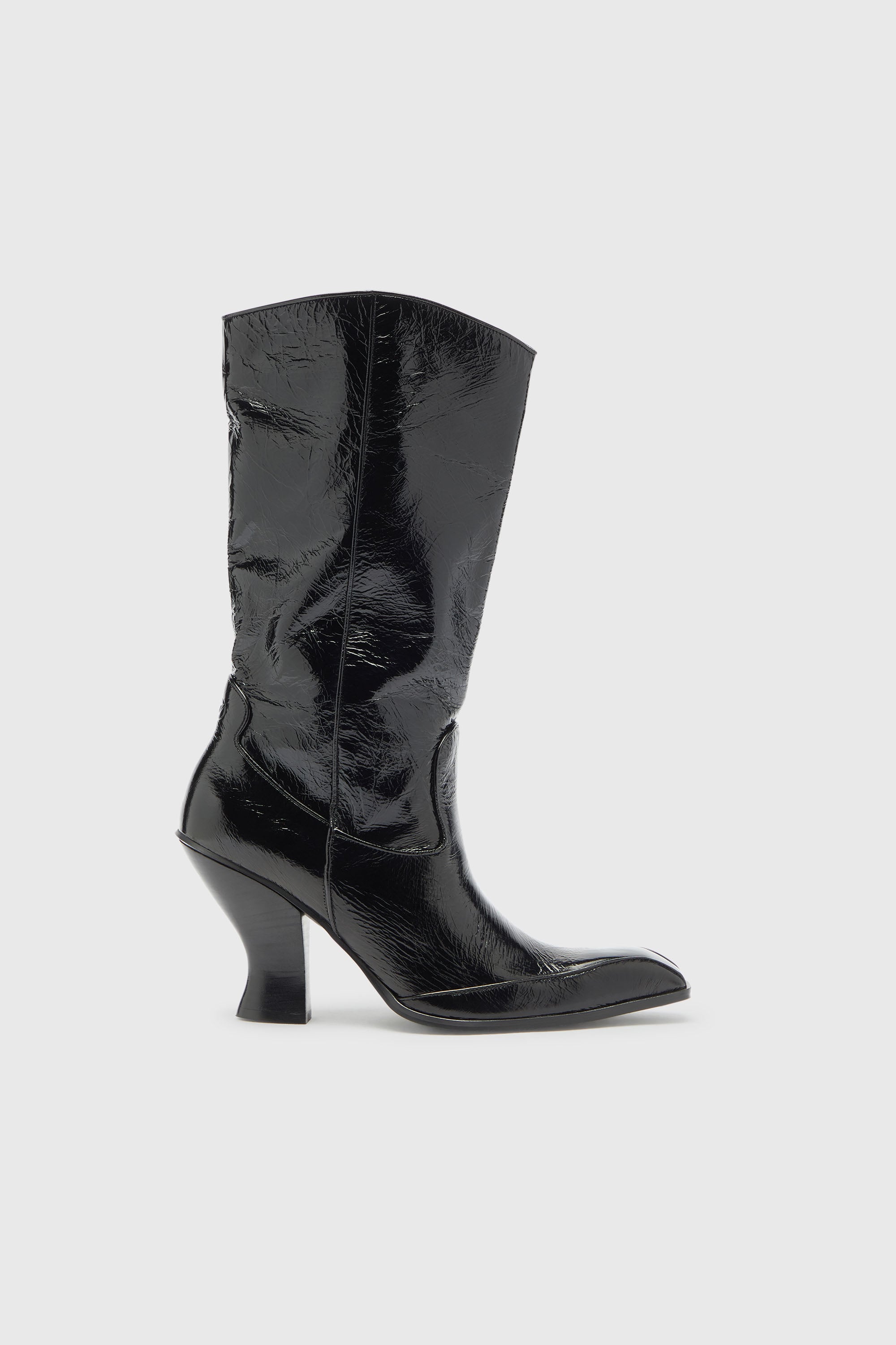 Diesel - D-LUFFY-75-TUBE, Damen D-Luffy - kniehohe Stiefel aus Lackleder in Schwarz - 1