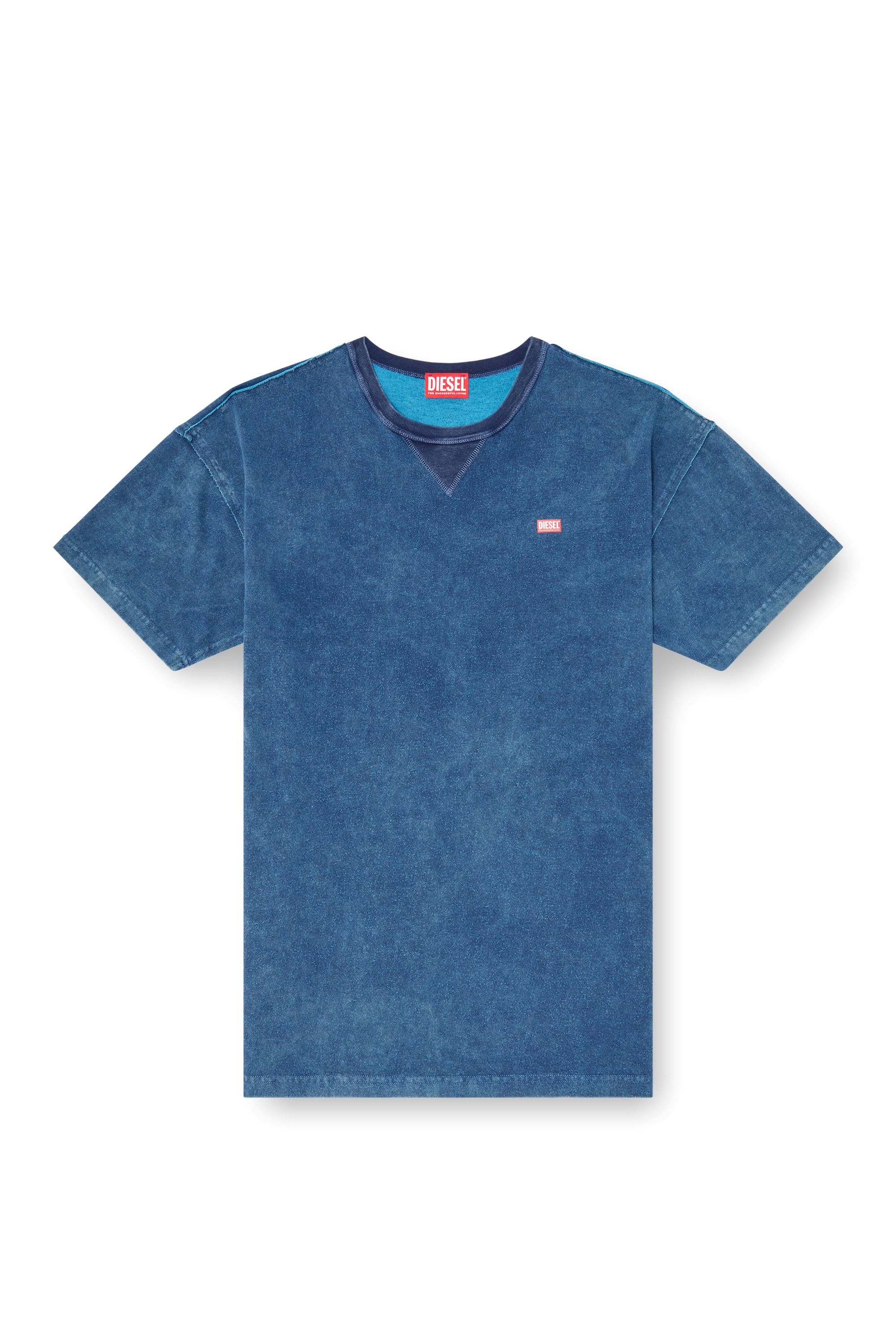 Diesel - T-NORM-RAW, Herren Acid-wash T-Shirt mit ausgefransten Details in Blau - 3