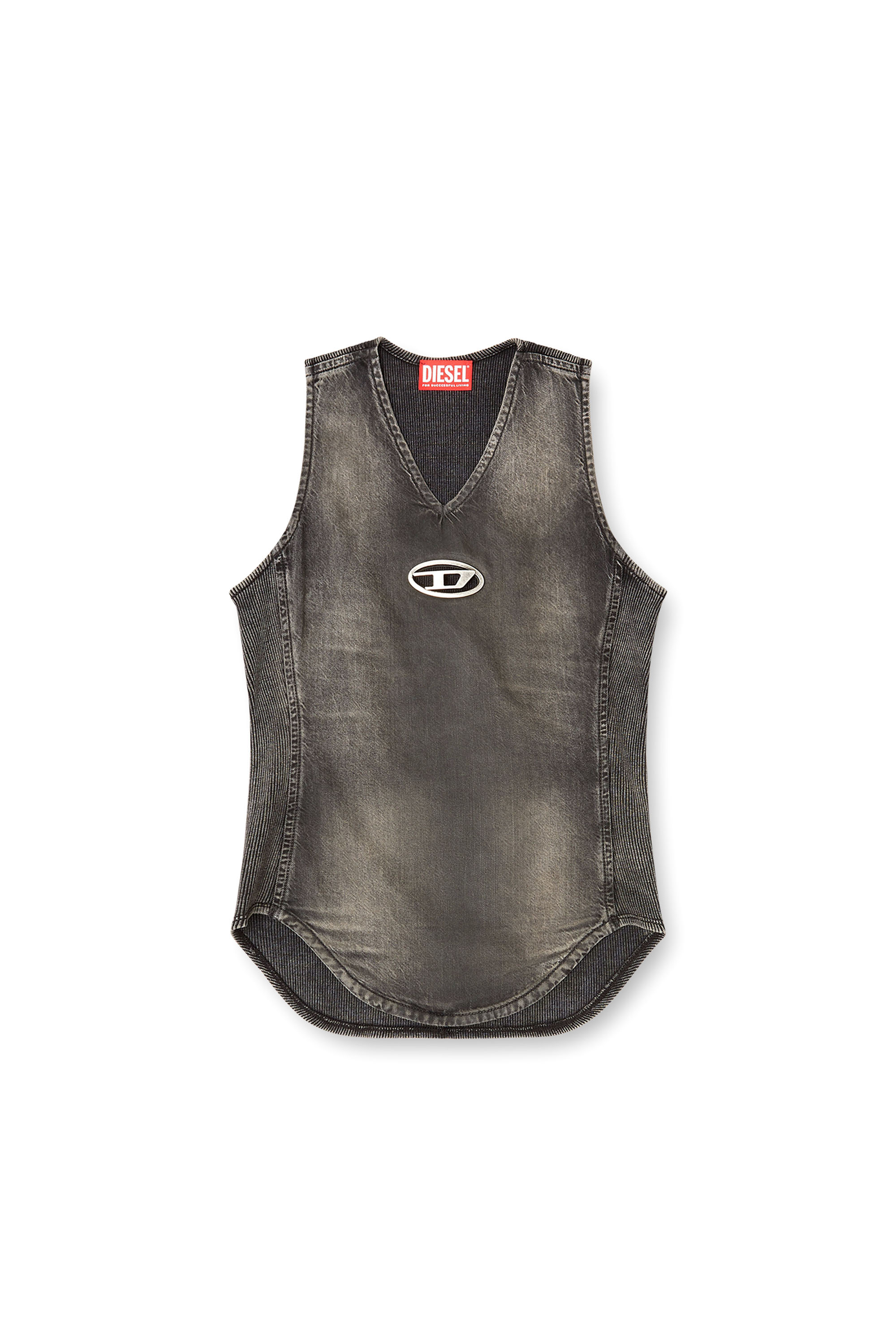 Diesel - DE-NESSI-S1, Damen Used-Look-Denim-Top in Schwarz - 2