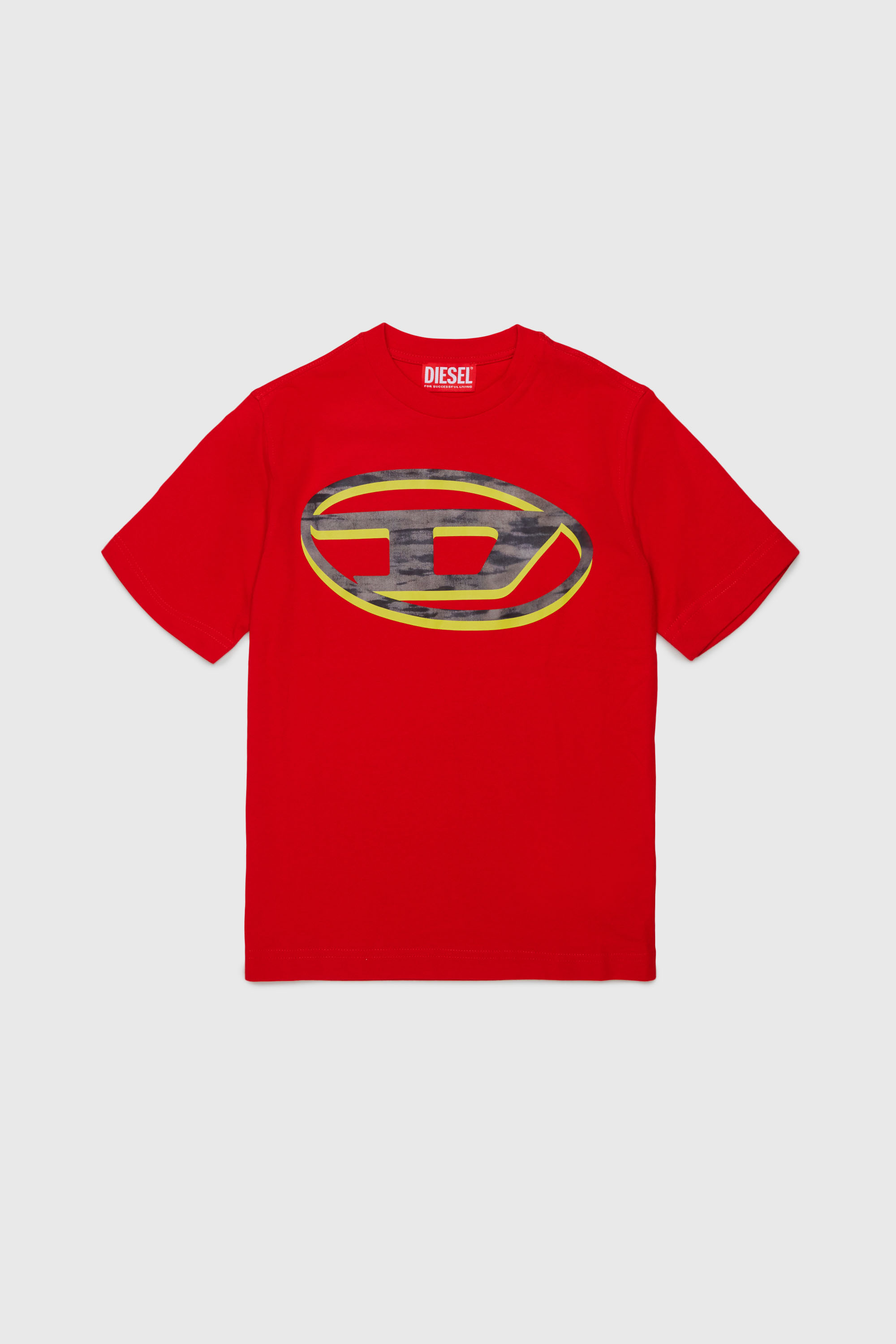 Diesel - TVEL OVER, Herren T-Shirt mit zweifarbigem Oval D Print in Rot - 1