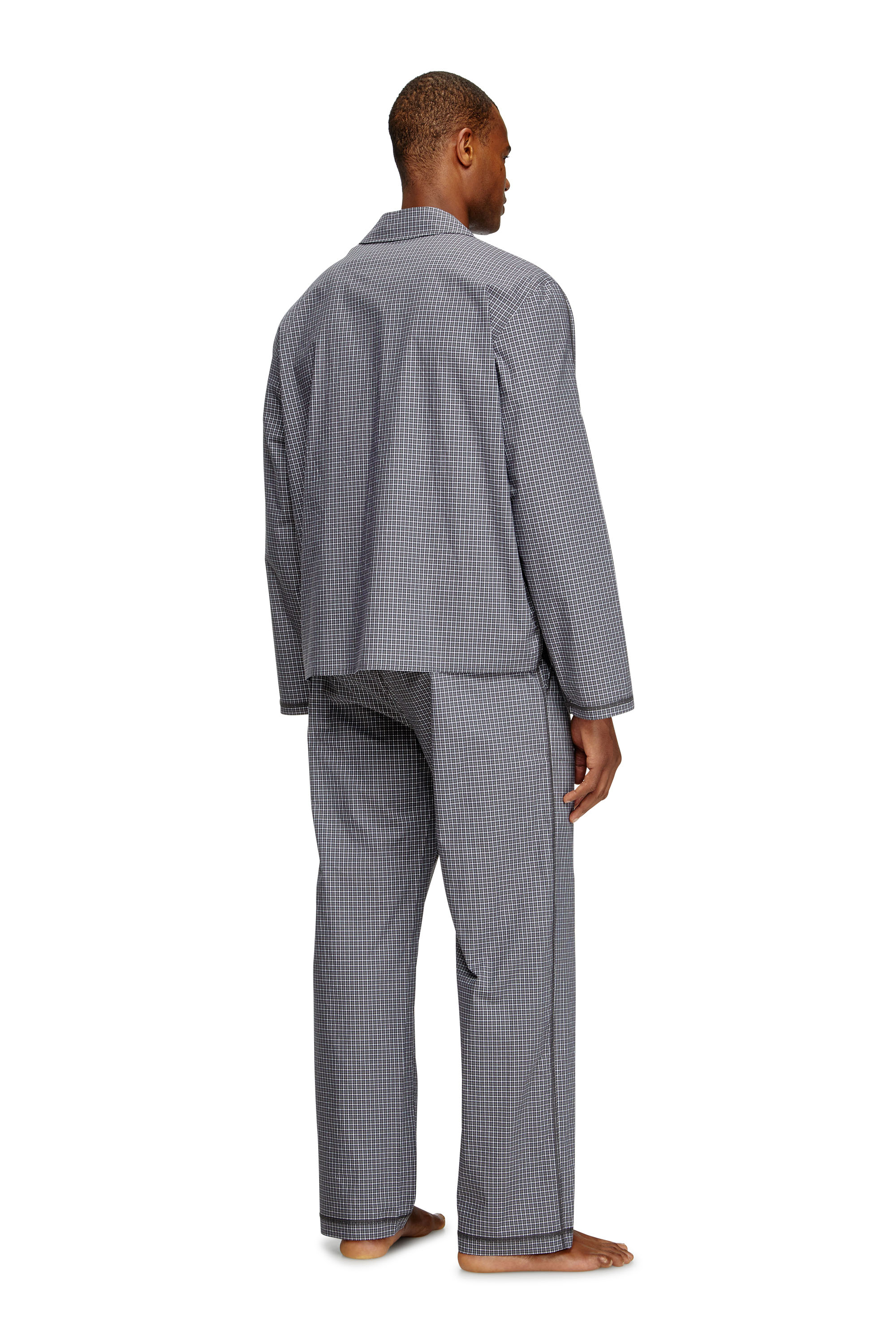 Diesel - SET-PAUL-D-CORE, Herren Pyjamas aus Karo-Baumwolle in Grau - 3