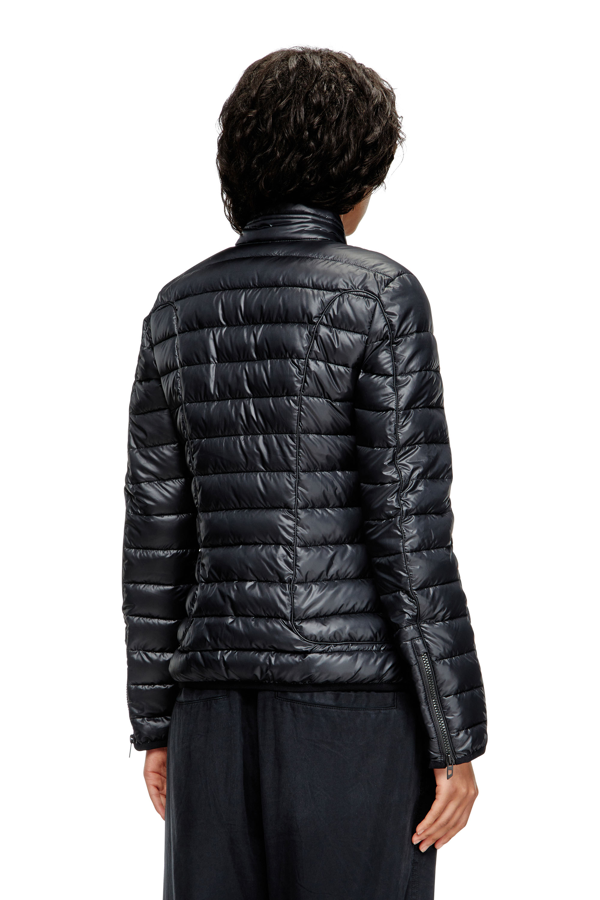 Diesel - W-PILOT-FEM, Damen Steppjacke mit Biker-Details in Schwarz - 4