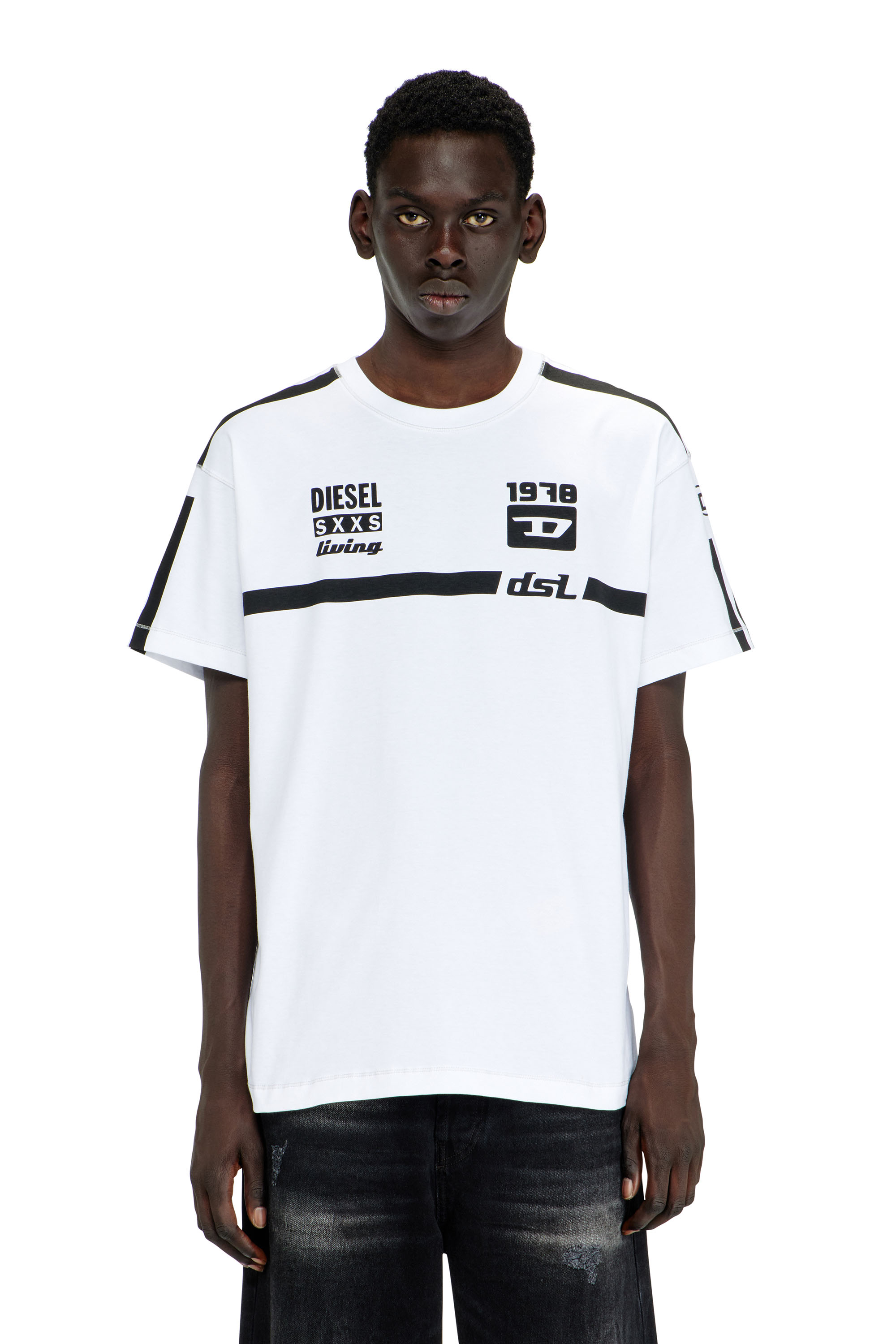 Diesel - T-NORM-V12, Herren T-Shirt aus Baumwolle mit kontrastierenden Grafikprints in null - 1