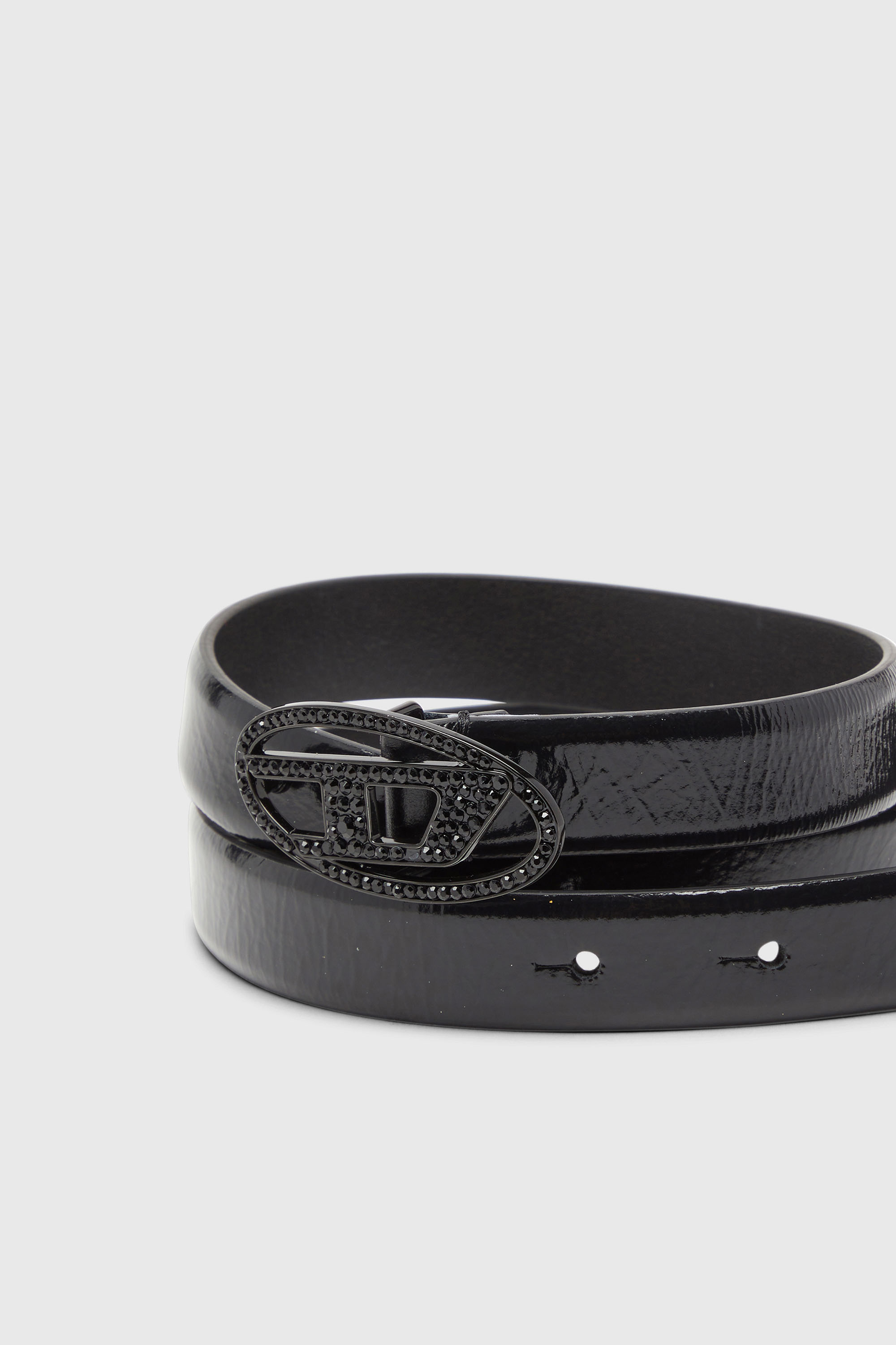 Diesel - B-1DR STRASS 20, Damen 2 cm breiter Lederg&uuml;rtel mit Kristallschlie&szlig;e in Schwarz - 3
