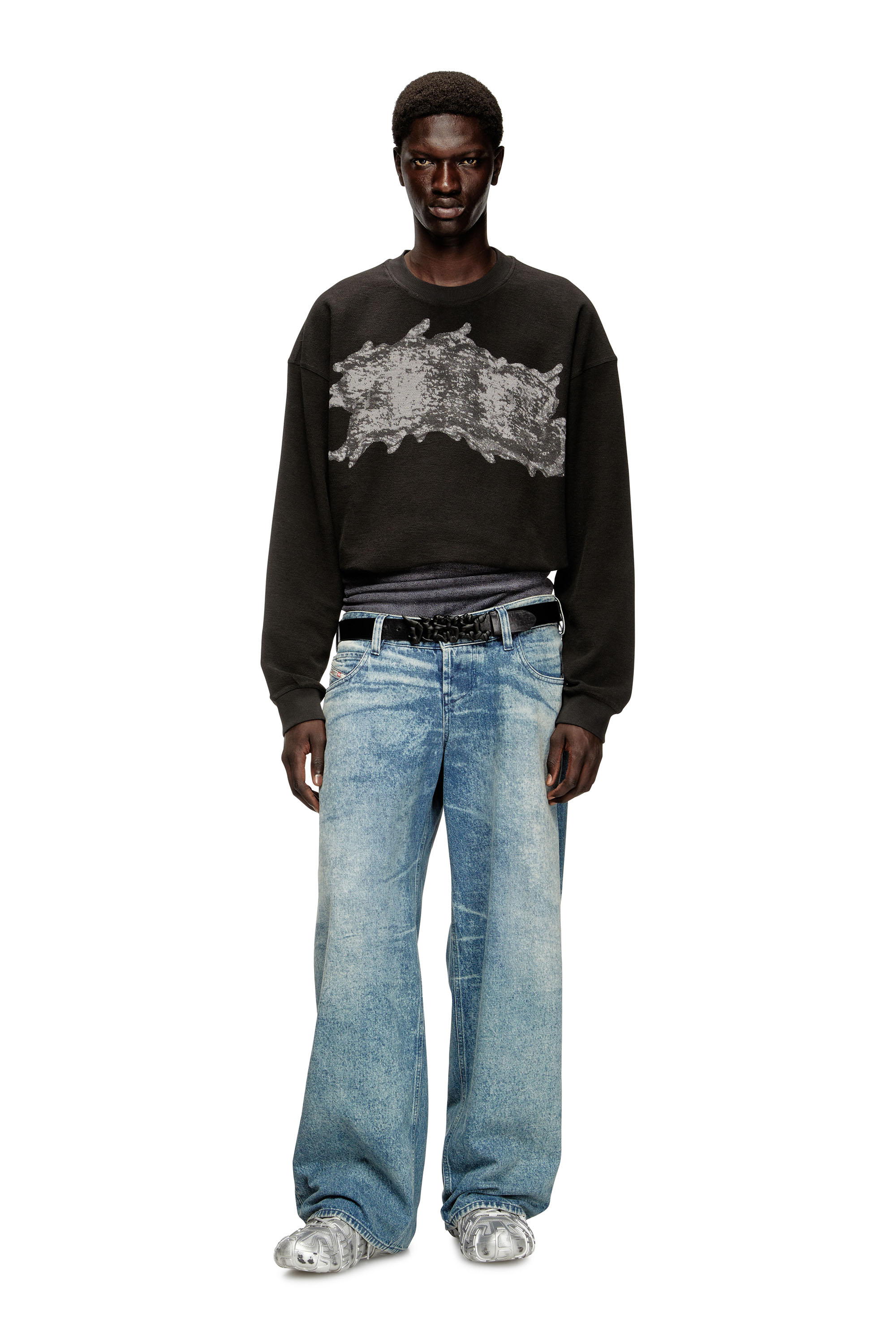 Diesel - S-VALENTIN-JMBV, Herren Sweatshirt mit Graffiti-Print in Dunkelgrau - 1