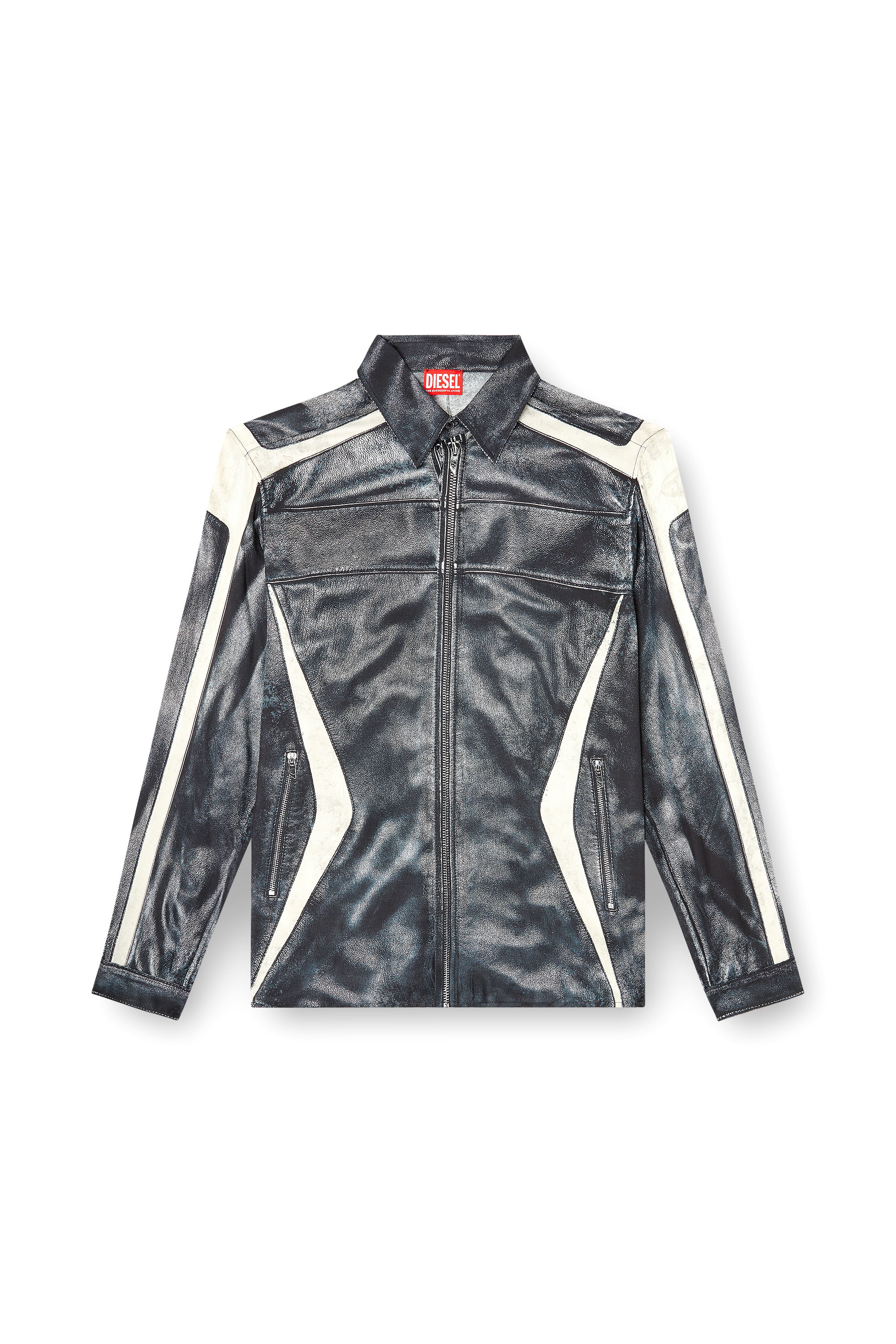 Diesel - S-SIMPLY-BMCZ, Herren Bedrucktes Viskosehemd mit Rei&szlig;verschluss vorne in null - 3