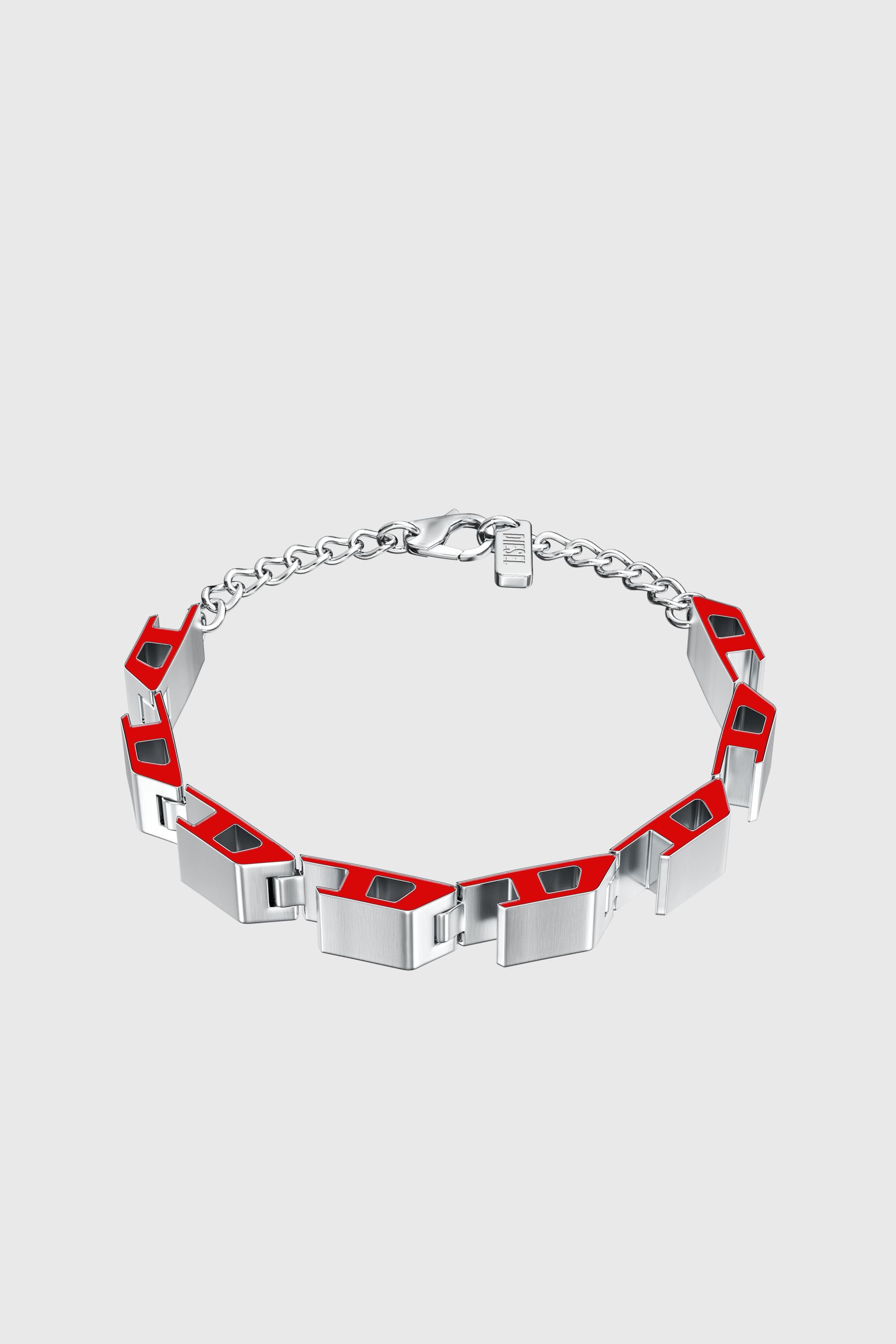 Diesel - DX1690040 JEWELLERY, Unisex Edelstahlarmband in Silber/Rot - 1