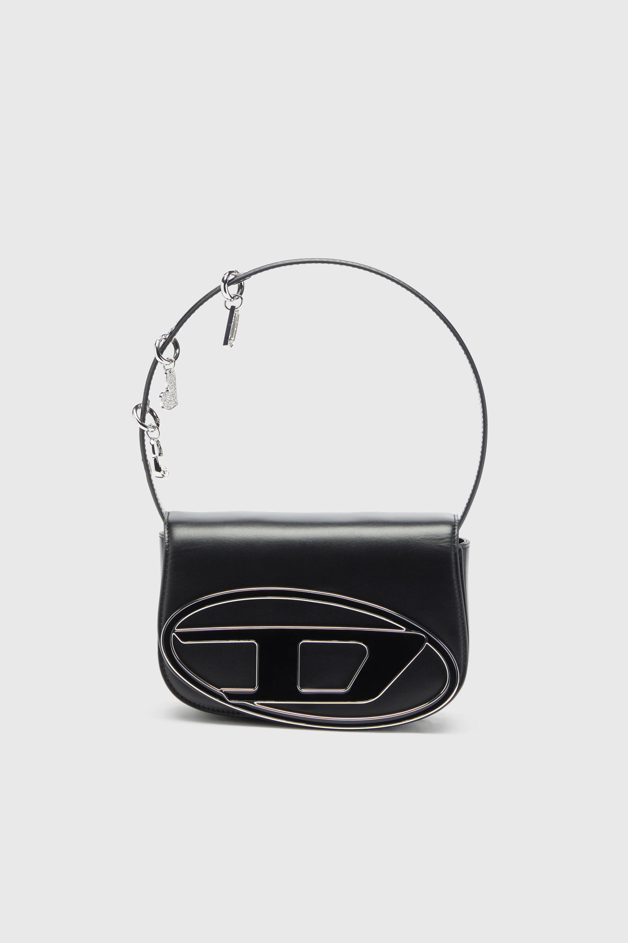 Diesel - 1DR, Damen 1DR - Ikonische Schultertasche aus Leder mit Henkel-Charms in Schwarz - 1