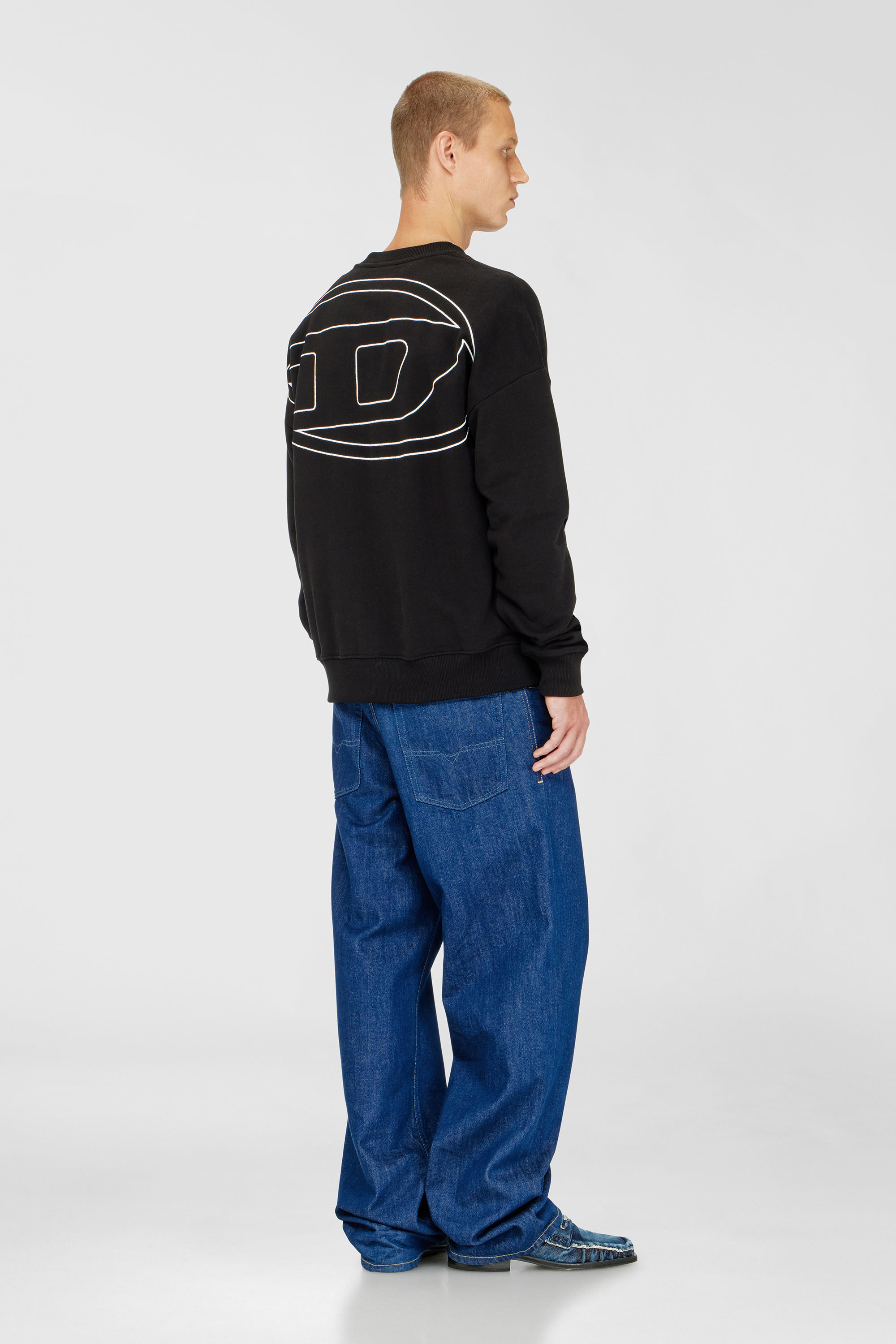 Diesel - S-ROB-MEGOVAL-D, Herren Sweatshirt mit Logo-Stickerei in Schwarz - 2