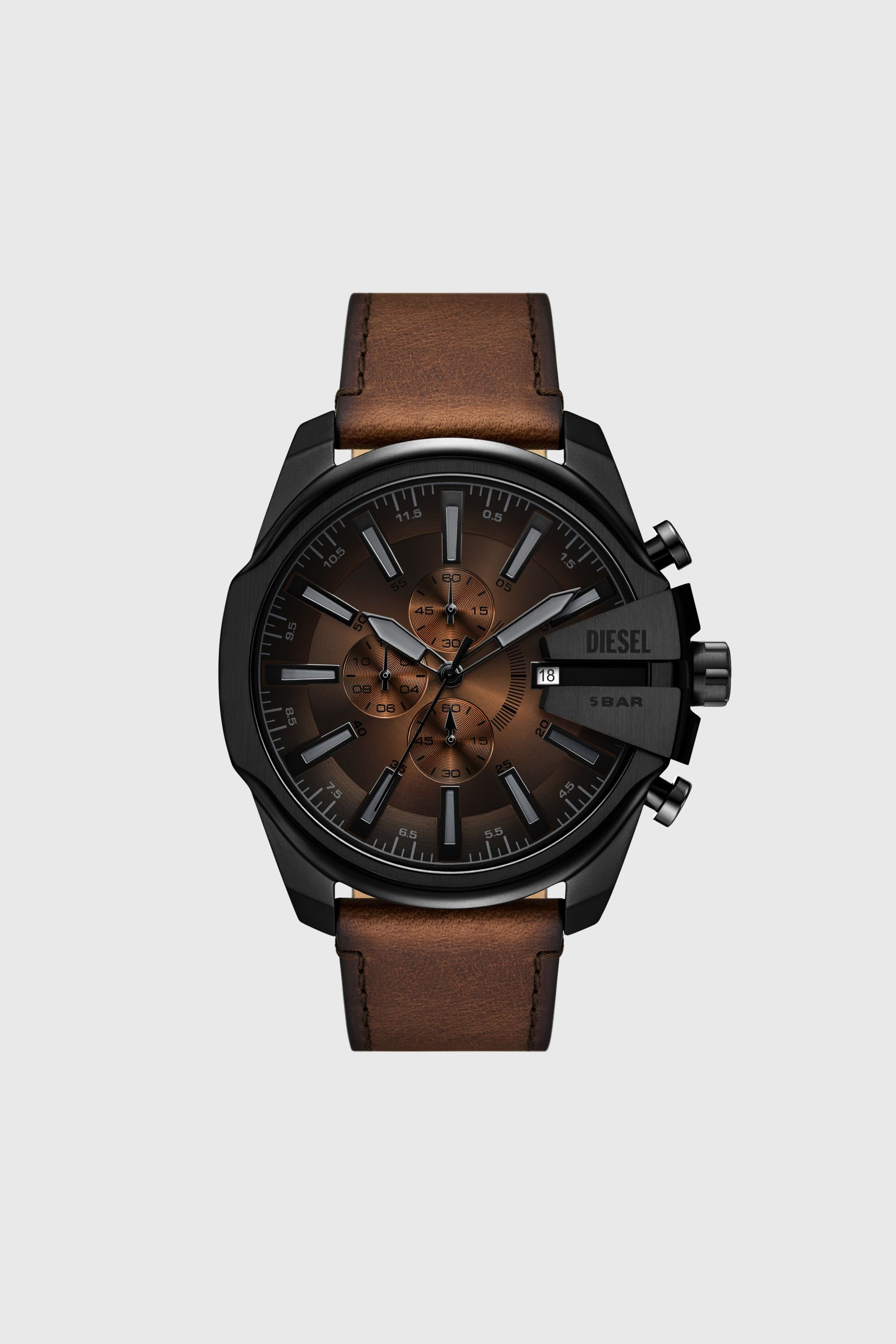 Diesel - DZ4692 WATCH, Herren Mega Chief Slim Armbanduhr aus braunem Leder in Braun - 1