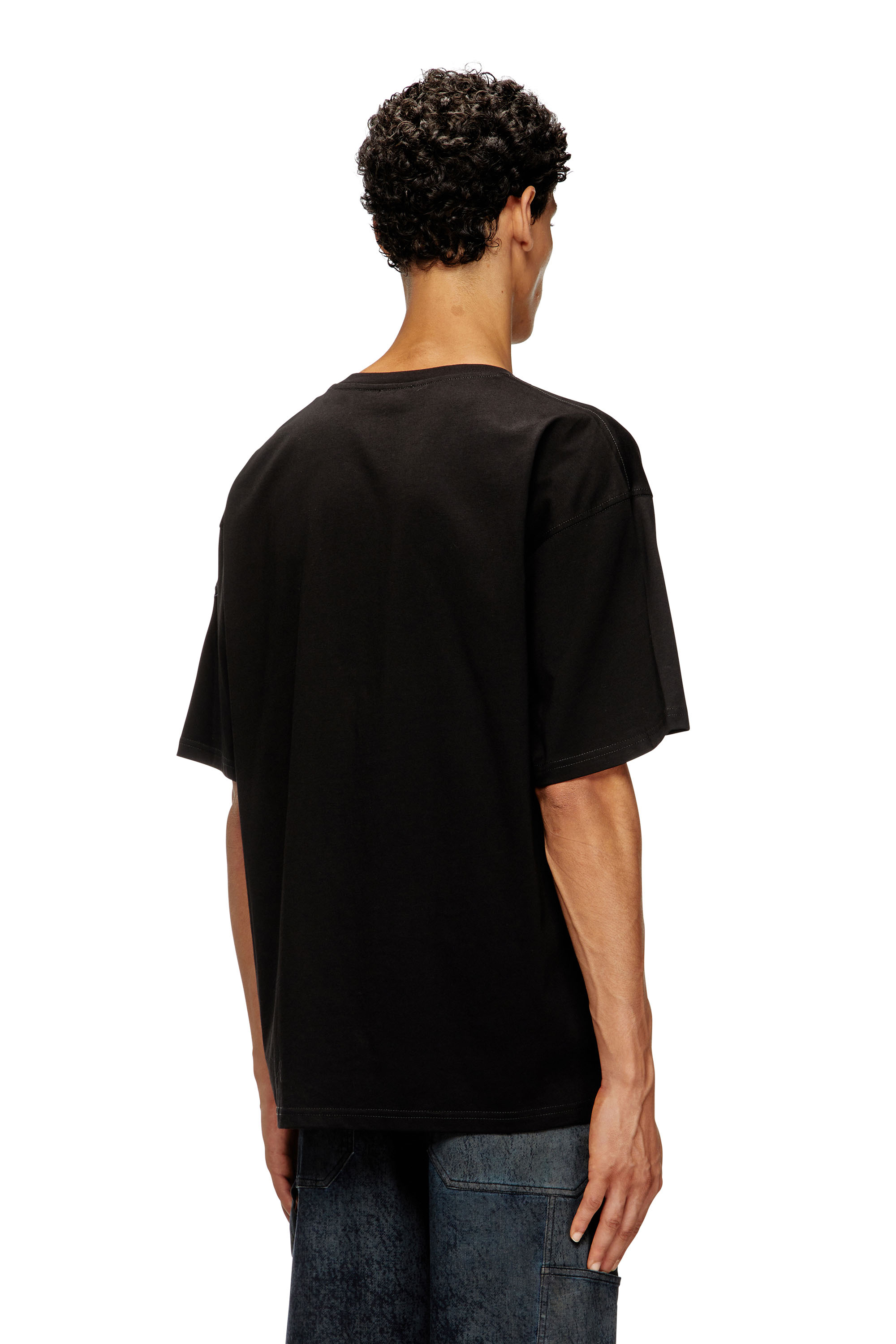 Diesel - T-BOXT-T21, Herren Baumwoll-T-Shirt mit Haifischmaul-Print in Schwarz - 4