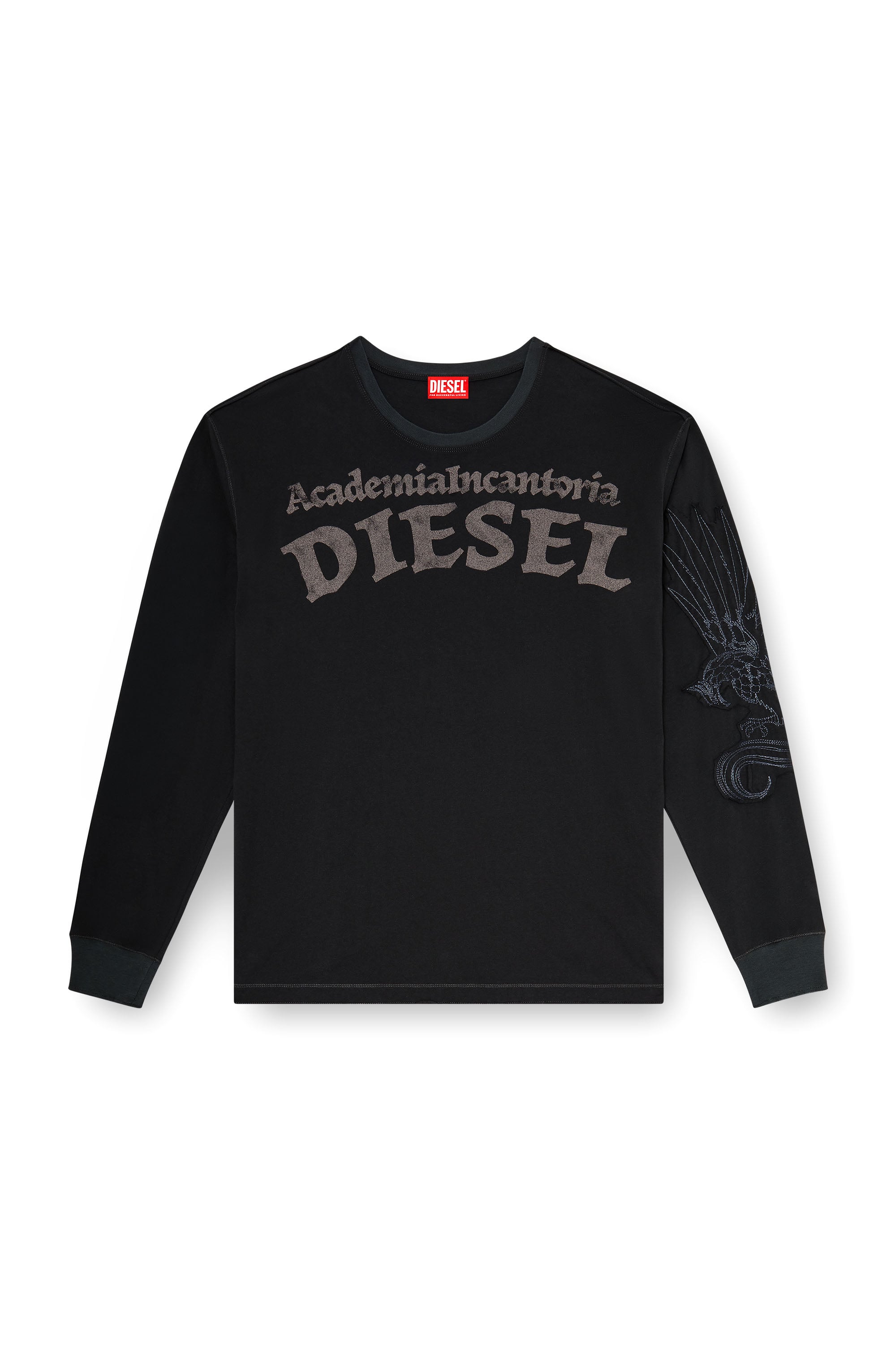 Diesel - T-NORM-LS-AA3, Herren Langarm-T-Shirt mit Prints und Patches in Schwarz - 3