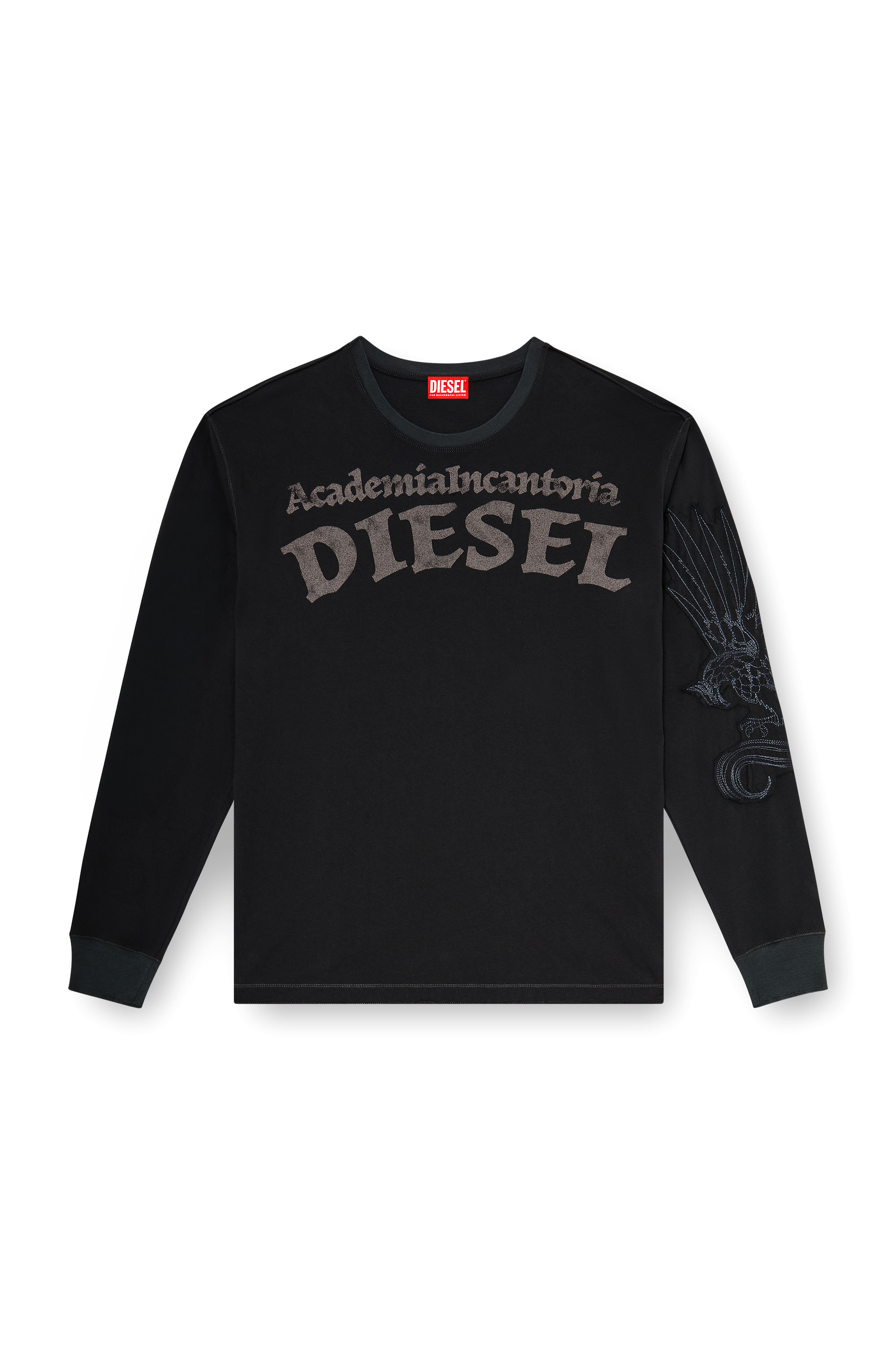 Diesel - T-NORM-LS-AA3, Herren Langarm-T-Shirt mit Prints und Patches in Schwarz - 2