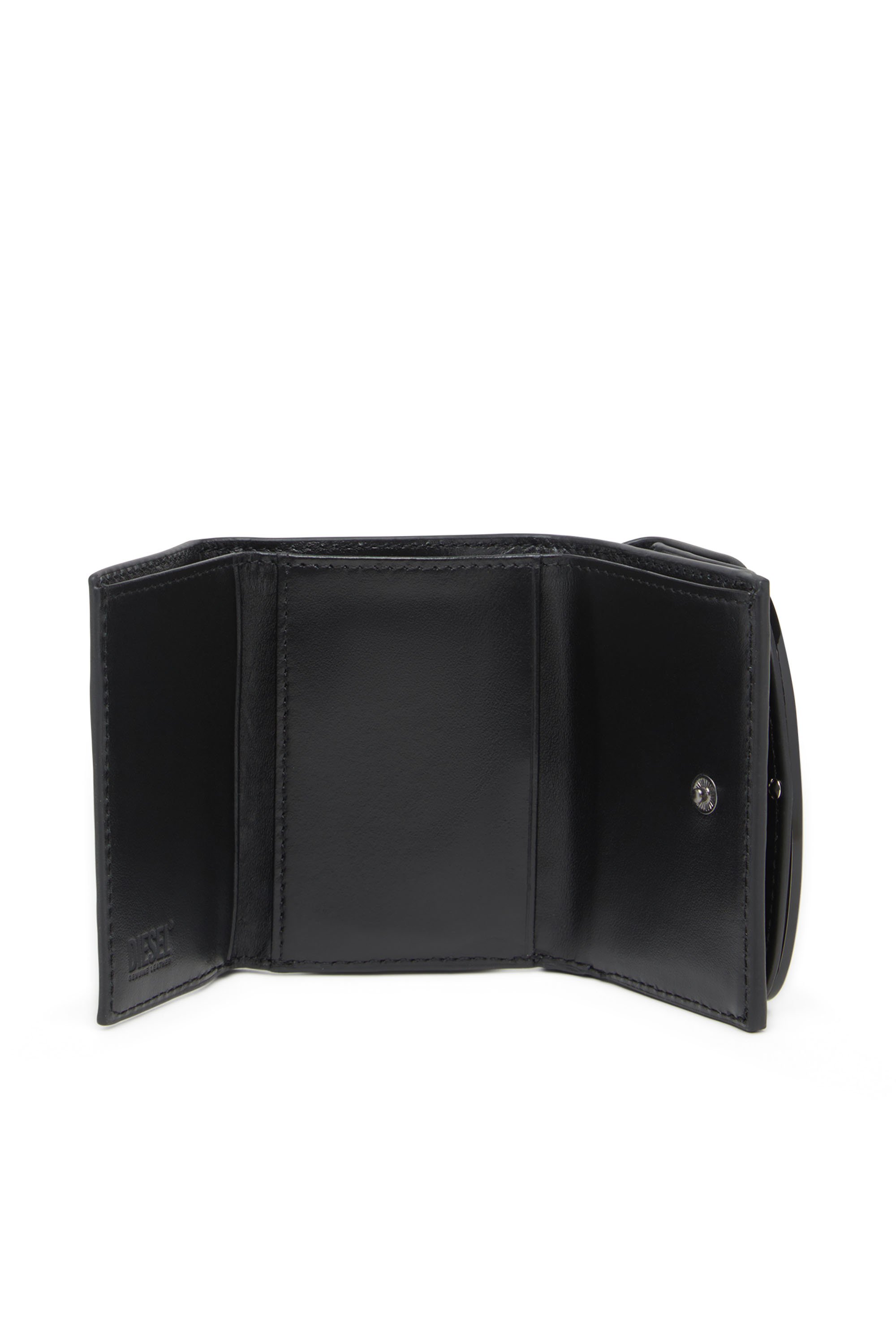 Diesel - 1DR TRI FOLD COIN XS II, Damen Trifold-Portemonnaie aus Hochglanz-Leder in Schwarz - 3