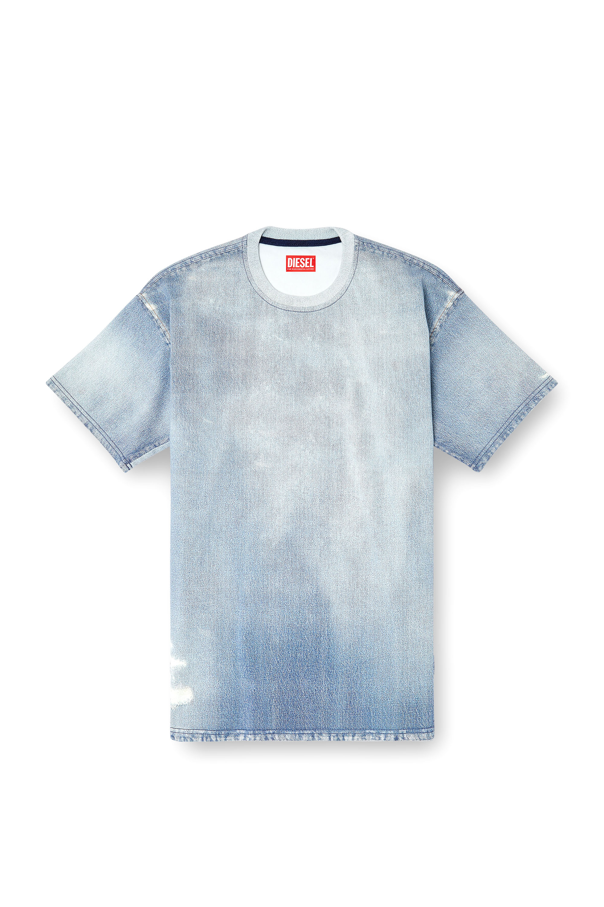 Diesel - D-BOX JOGG, Herren T-Shirt aus bedruckter JoggJeans mit Bleicheffekt in Hellblau - 3