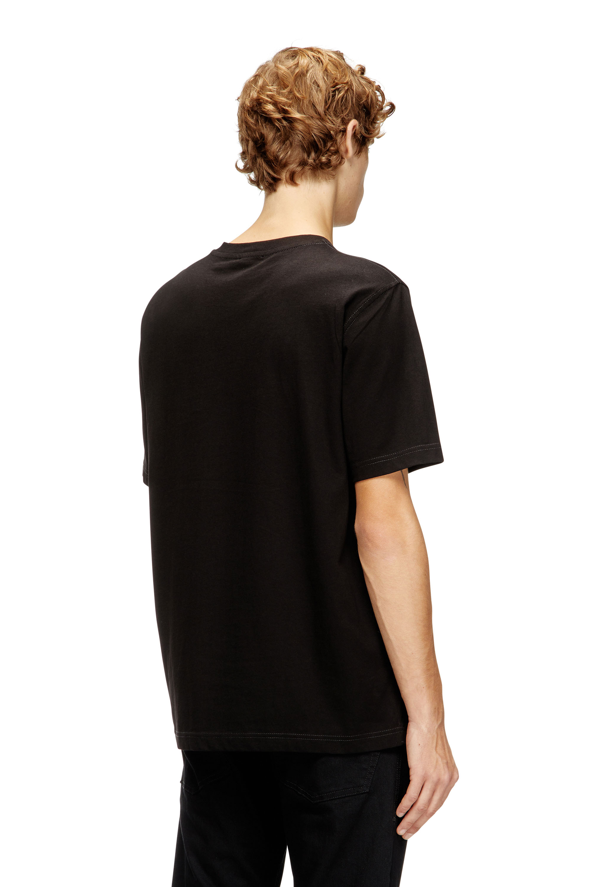 Diesel - T-ADJUST-V2, Herren Leichtes Baumwoll-T-Shirt mit verblasstem Logo in Schwarz - 4