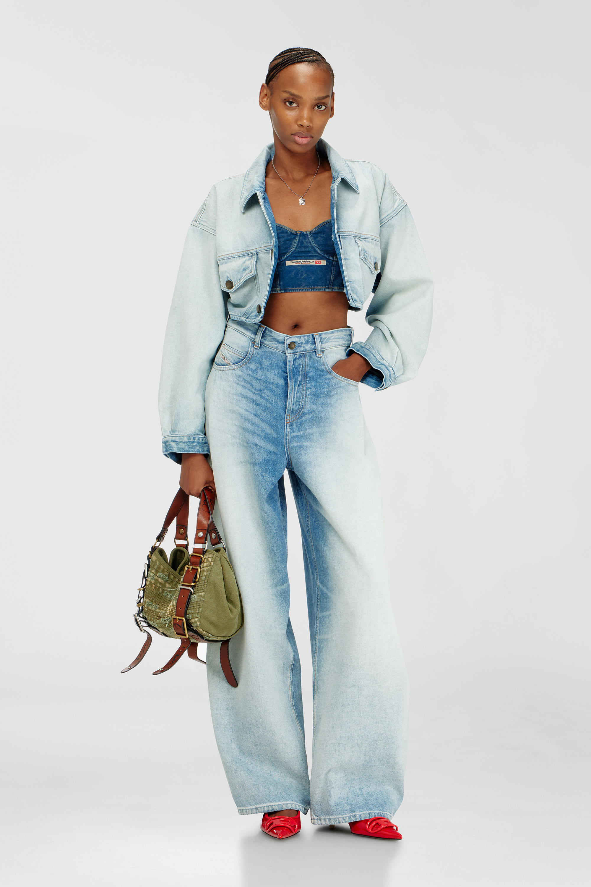 Diesel - SHEILA-DNM, Damen Bustier-Top aus Baumwolle mit Denim-Effekt in Blau - 5