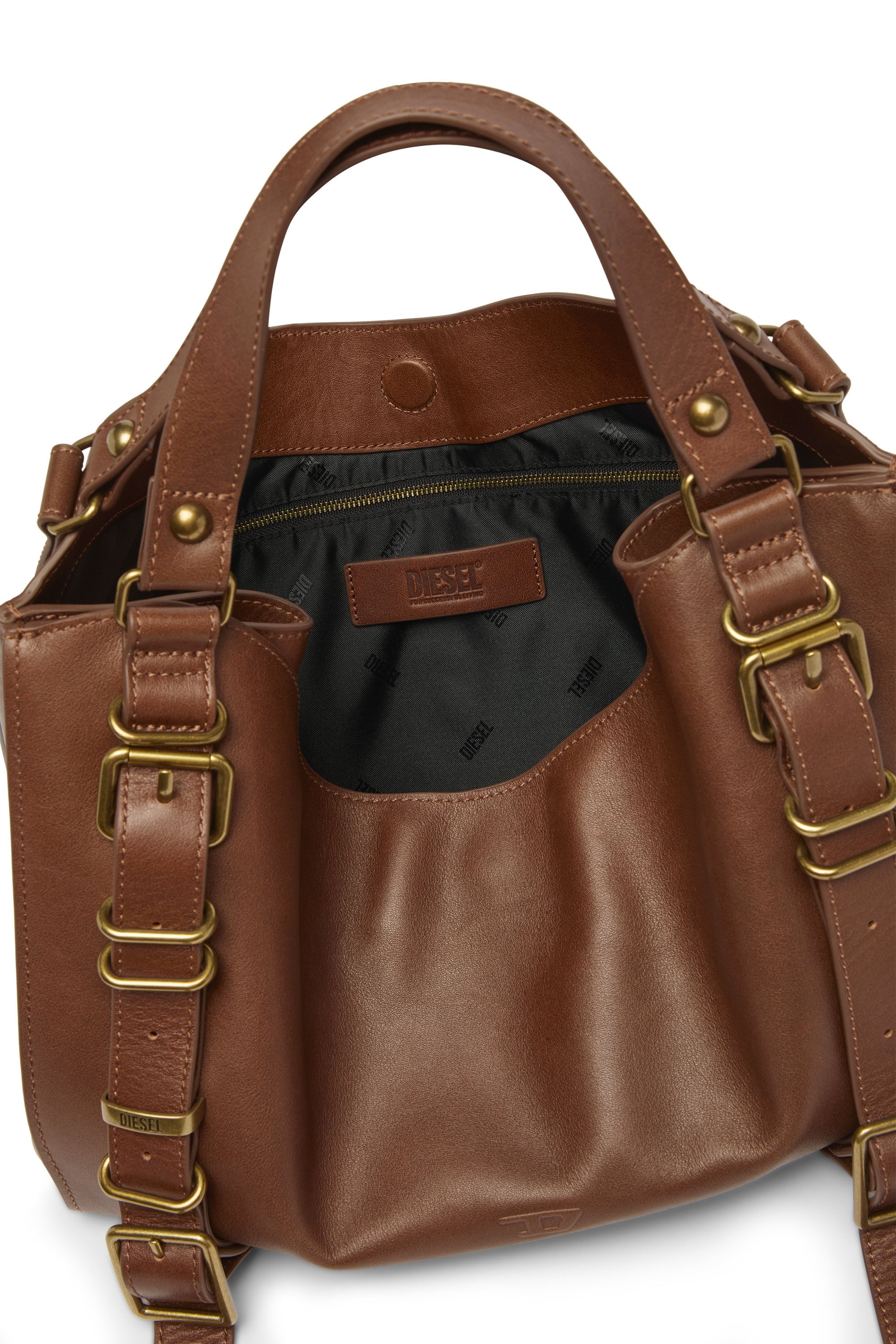 Diesel - D-ONE TOPHANDLE M, Unisex D-One-Medium Henkeltasche aus behandeltem Leder in Braun - 4