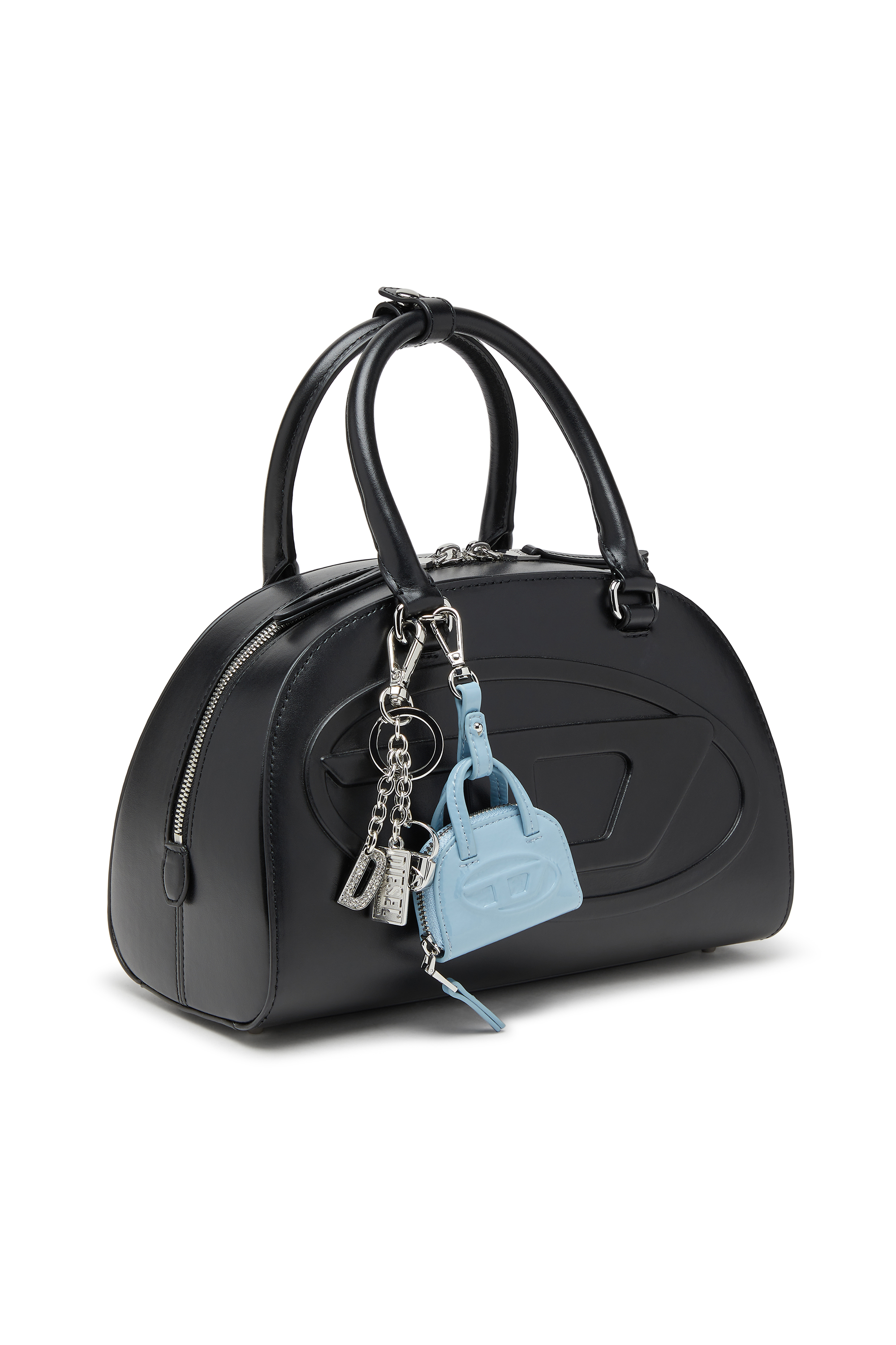 Diesel - 1DR DOME CHARMS, Damen Taschenanhänger aus glänzendem, geknittertem Naplak in Azurblau - 2
