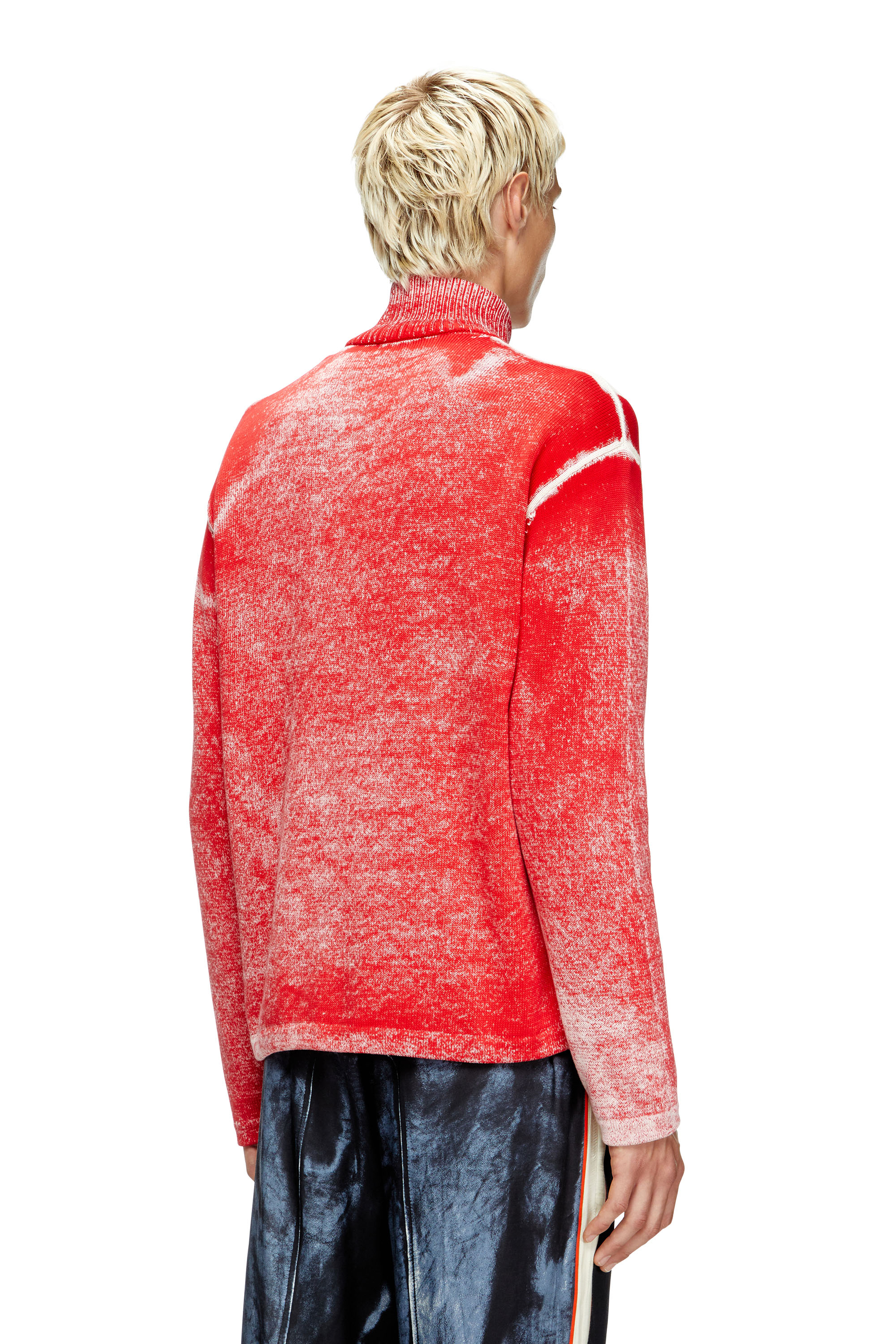 Diesel - K-OLIBA-JKT, Herren Gestreifter Reißverschluss-Cardigan mit Innen-Print in Rot/Weiss - 4