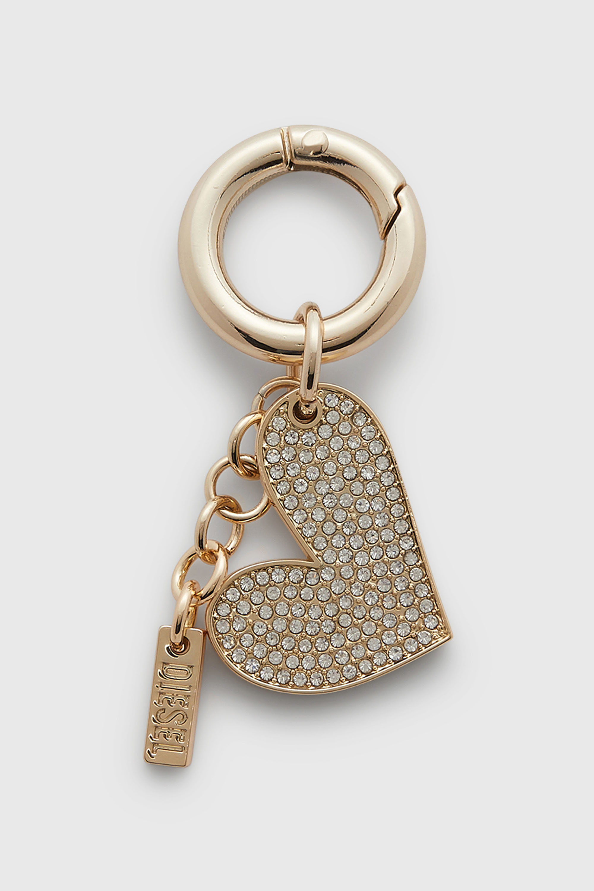 Diesel - CHARM-HEART, Damen Metallherz-Anh&auml;nger mit Strasssteinen in Gold - 1