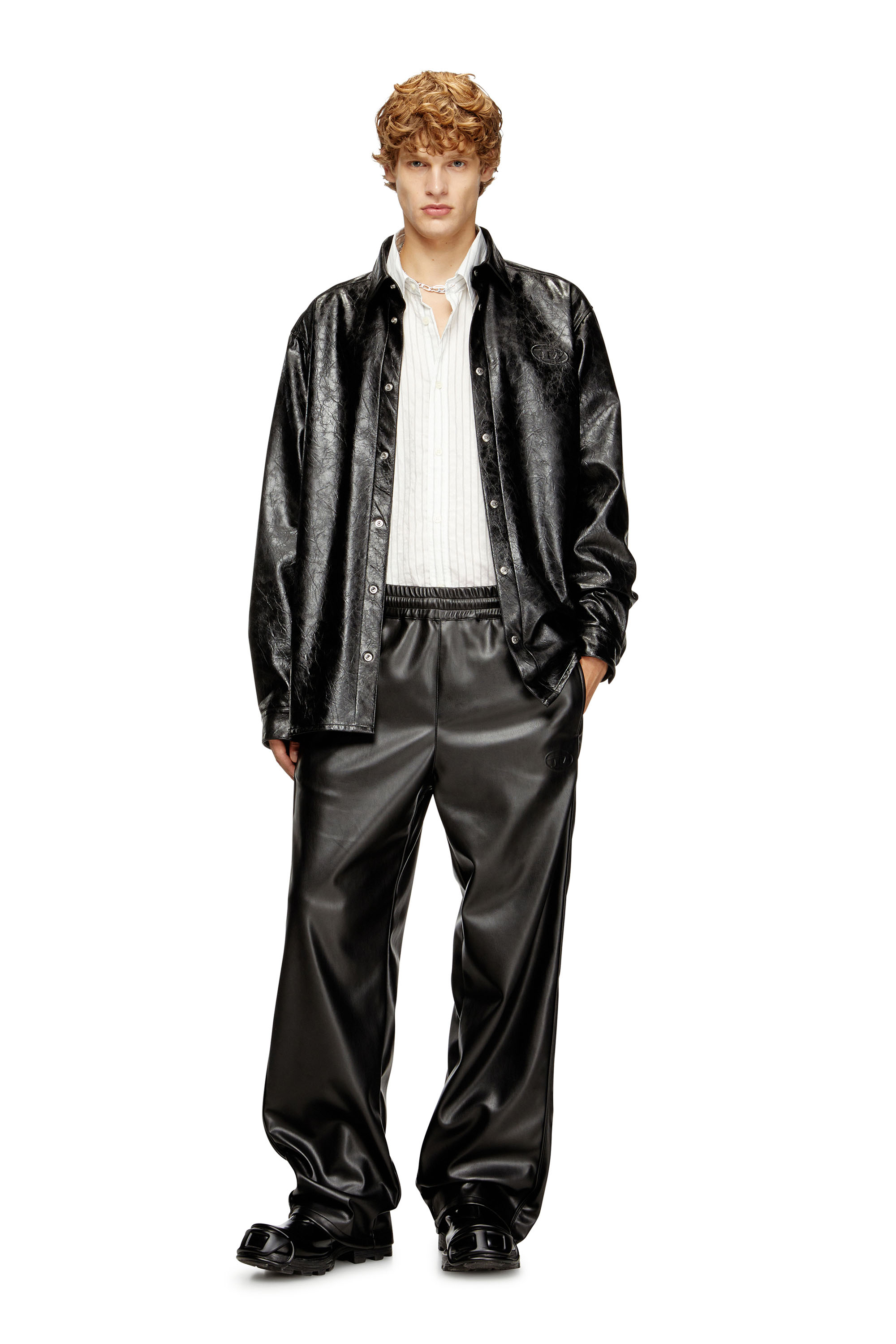 Diesel - S-SIMPLY-QMBU, Herren Textured shirt with branded buttons in Schwarz - 2