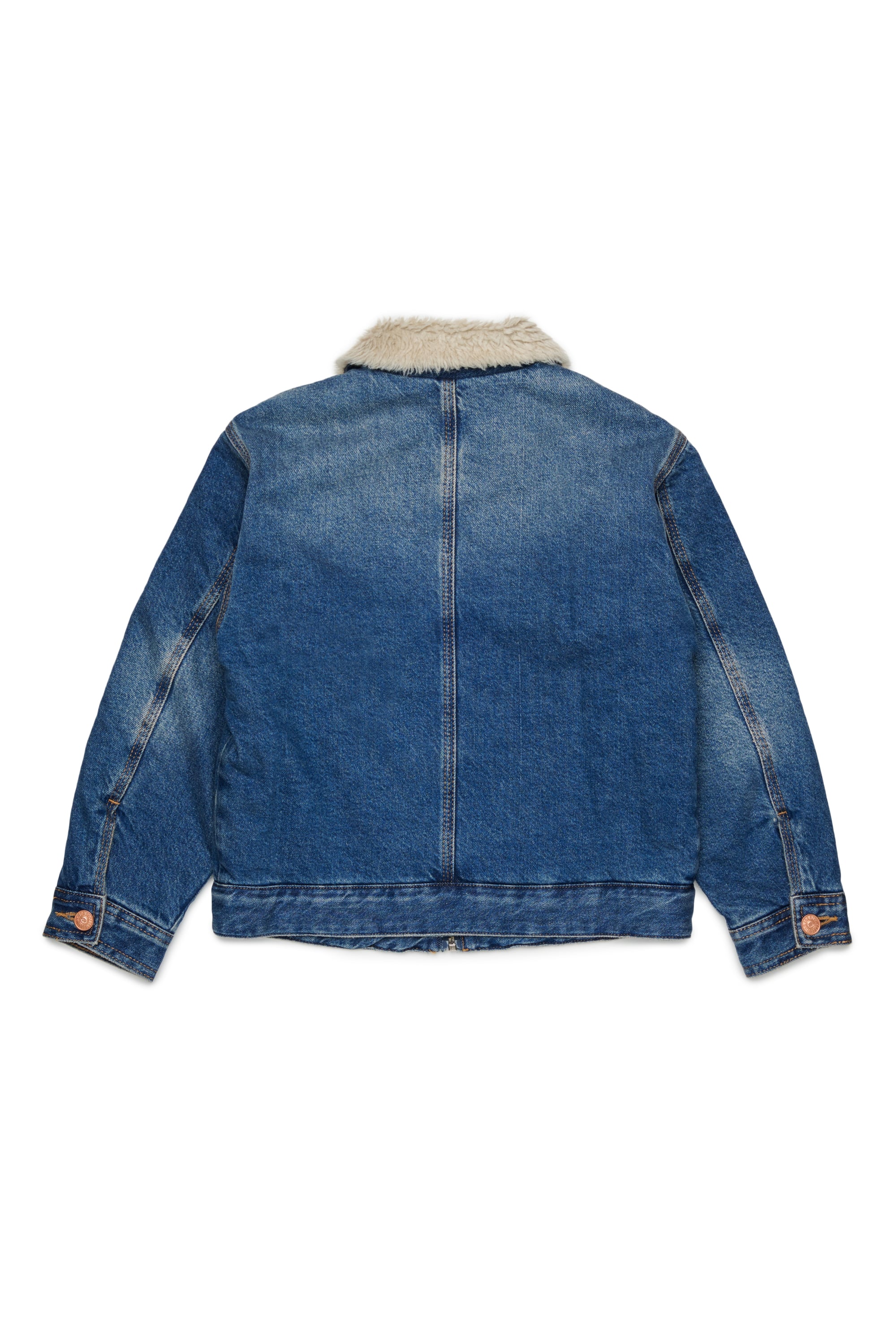 Diesel - JOMOX-FUR, Herren Denimjacke mit Teddyfleece-Kragen in Mittelblau - 2