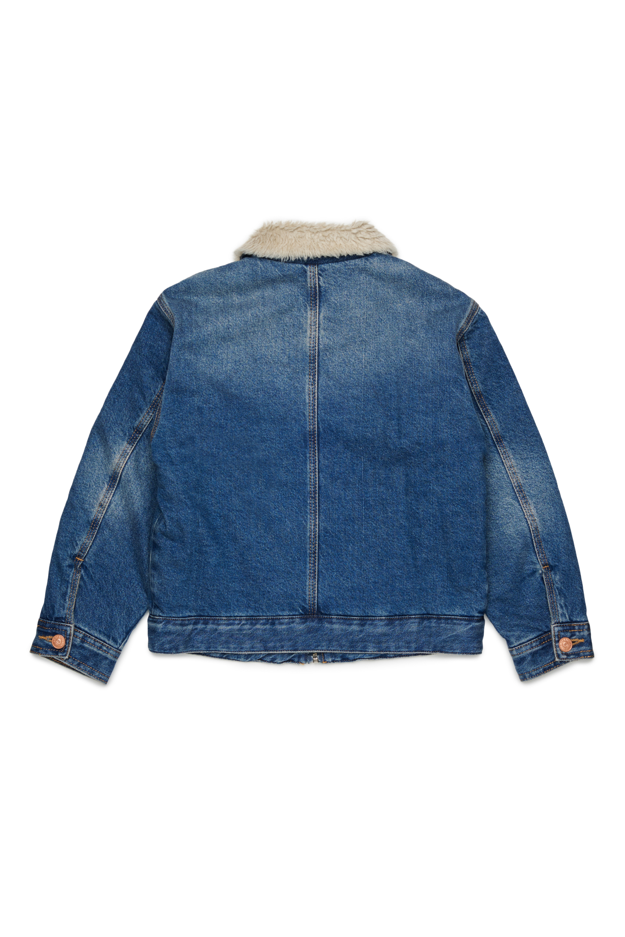 Diesel - JOMOX-FUR, Herren Denimjacke mit Teddyfleece-Kragen in Mittelblau - 2
