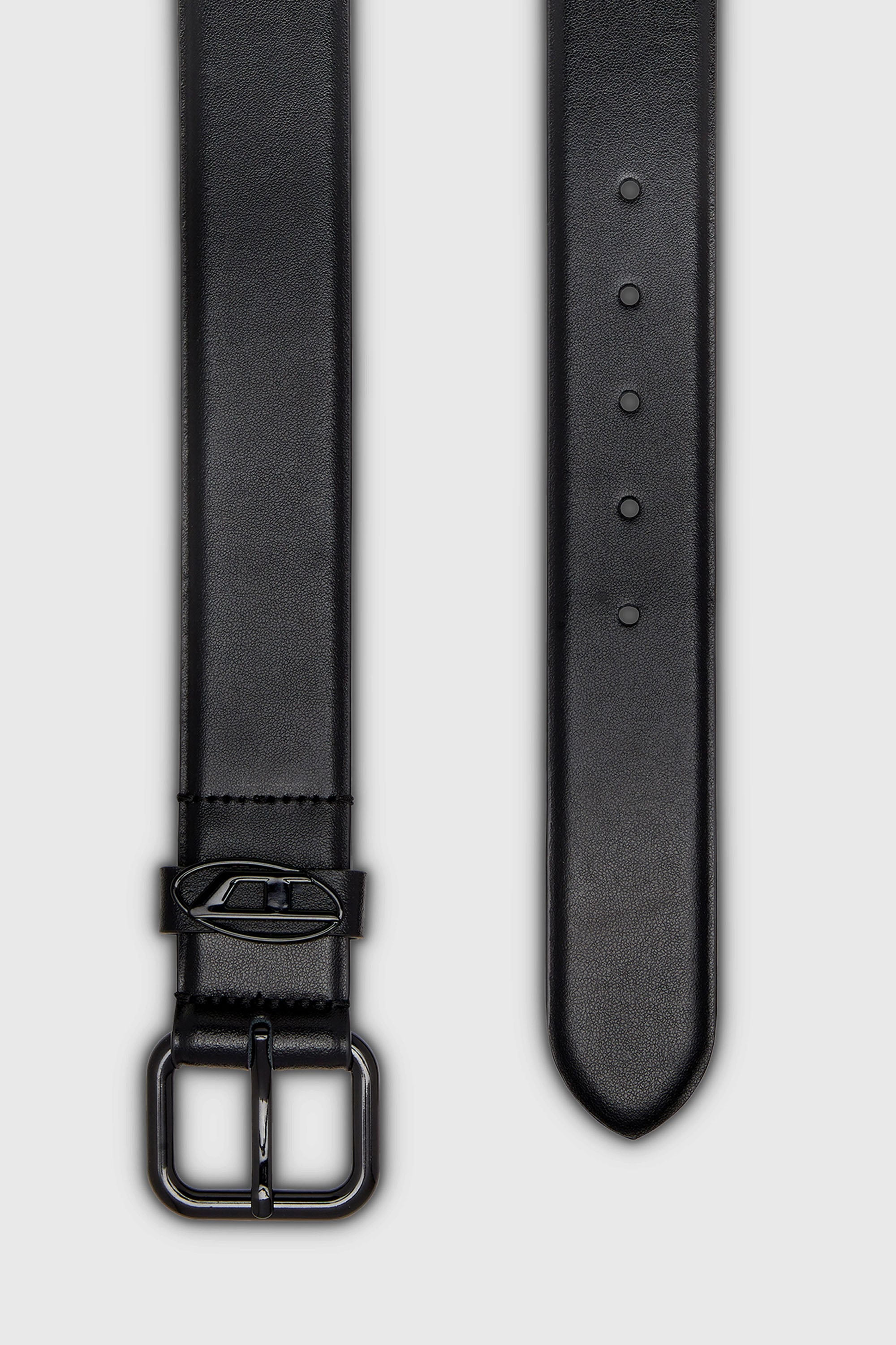 Diesel - B-1DR OVAL D LOOP, Unisex 3.9cm G&uuml;rtel aus Leder mit Logo-Plakette in Schwarz - 2
